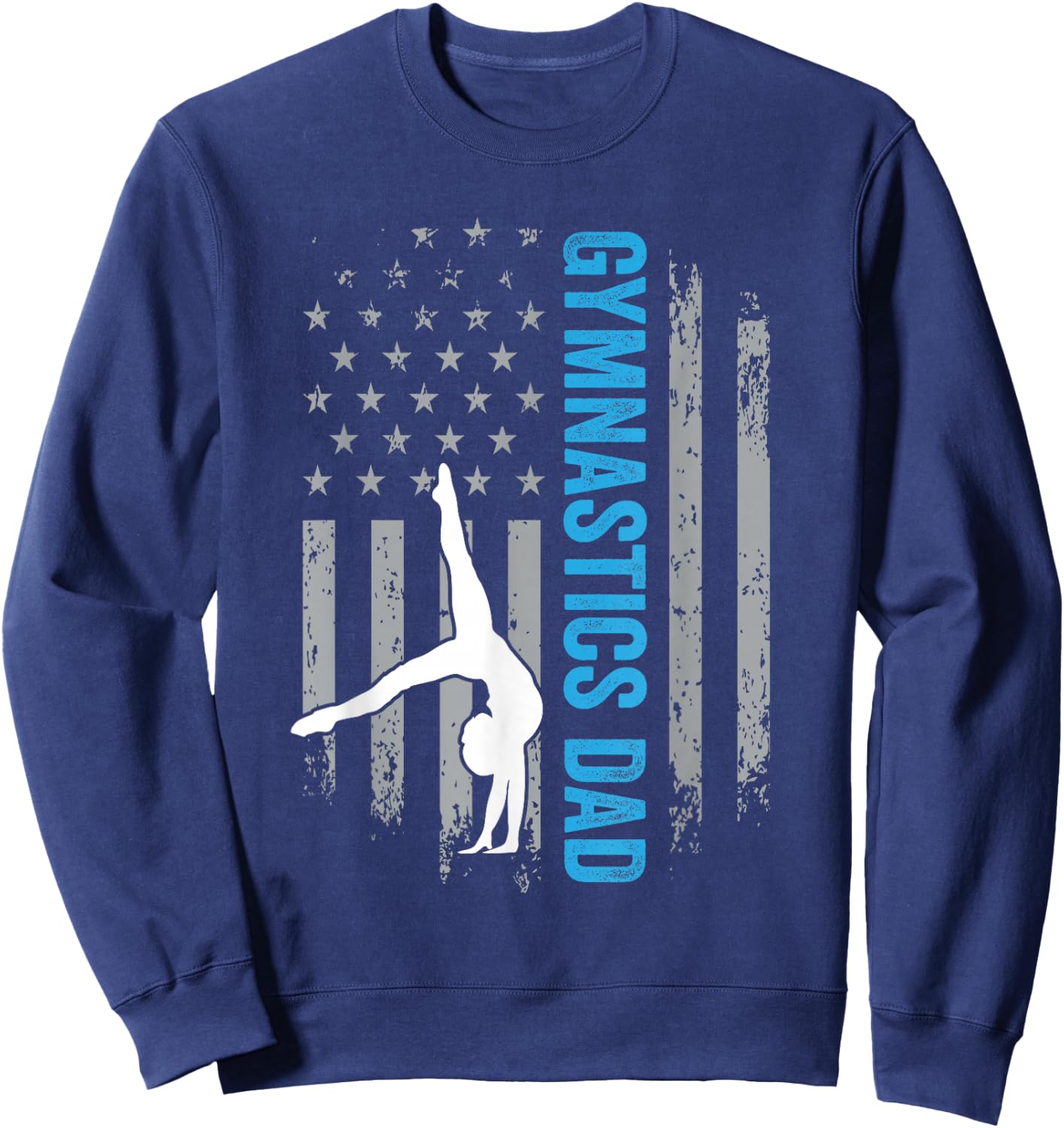 Gymnastics Dad Gymnast Father Parent American Flag Sports Sweatshirt - Sweatshirt | Navy