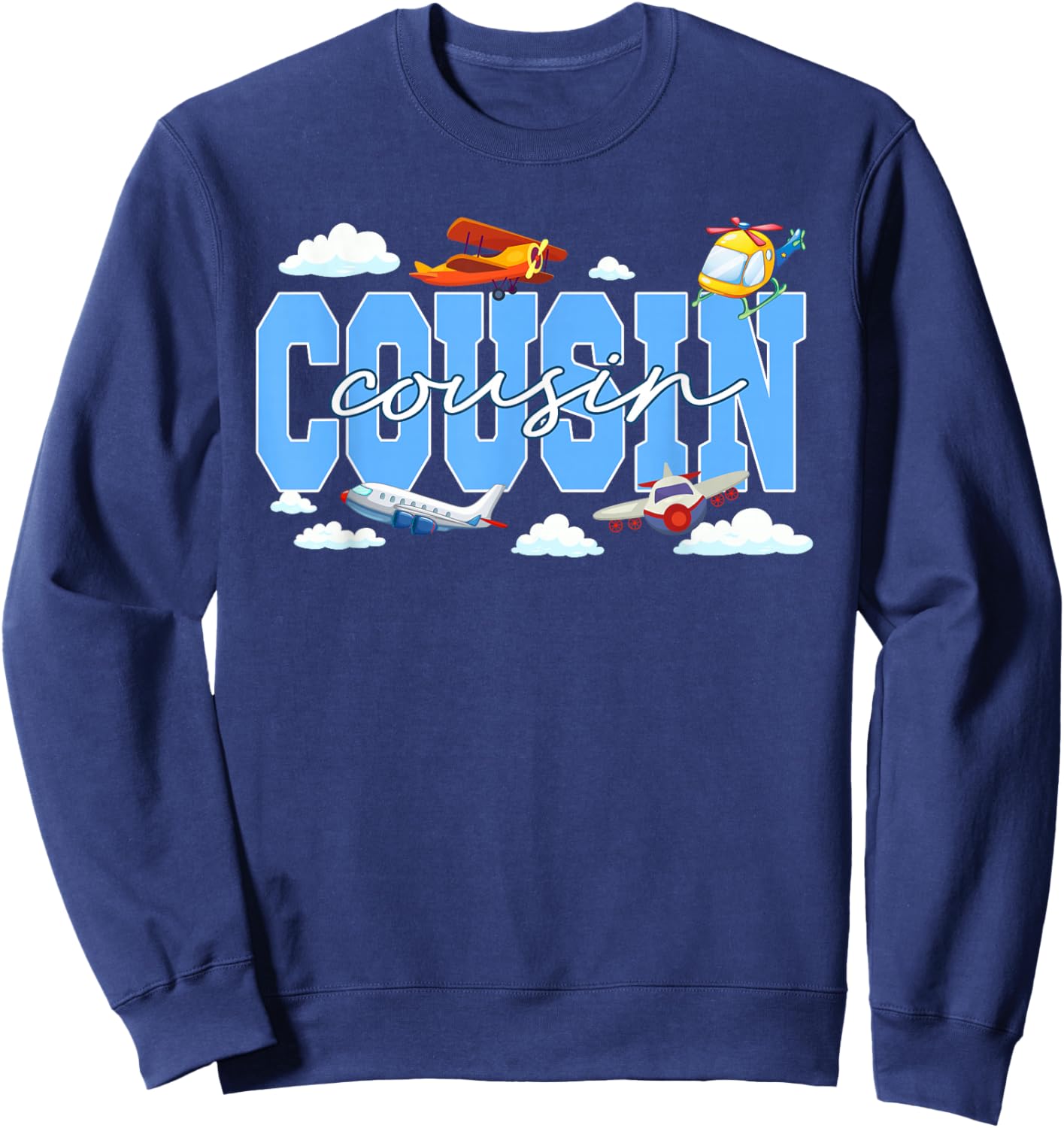 Cousin Birthday Boy Airplane Theme Family Matching Party Sweatshirt - Sweatshirt | Navy