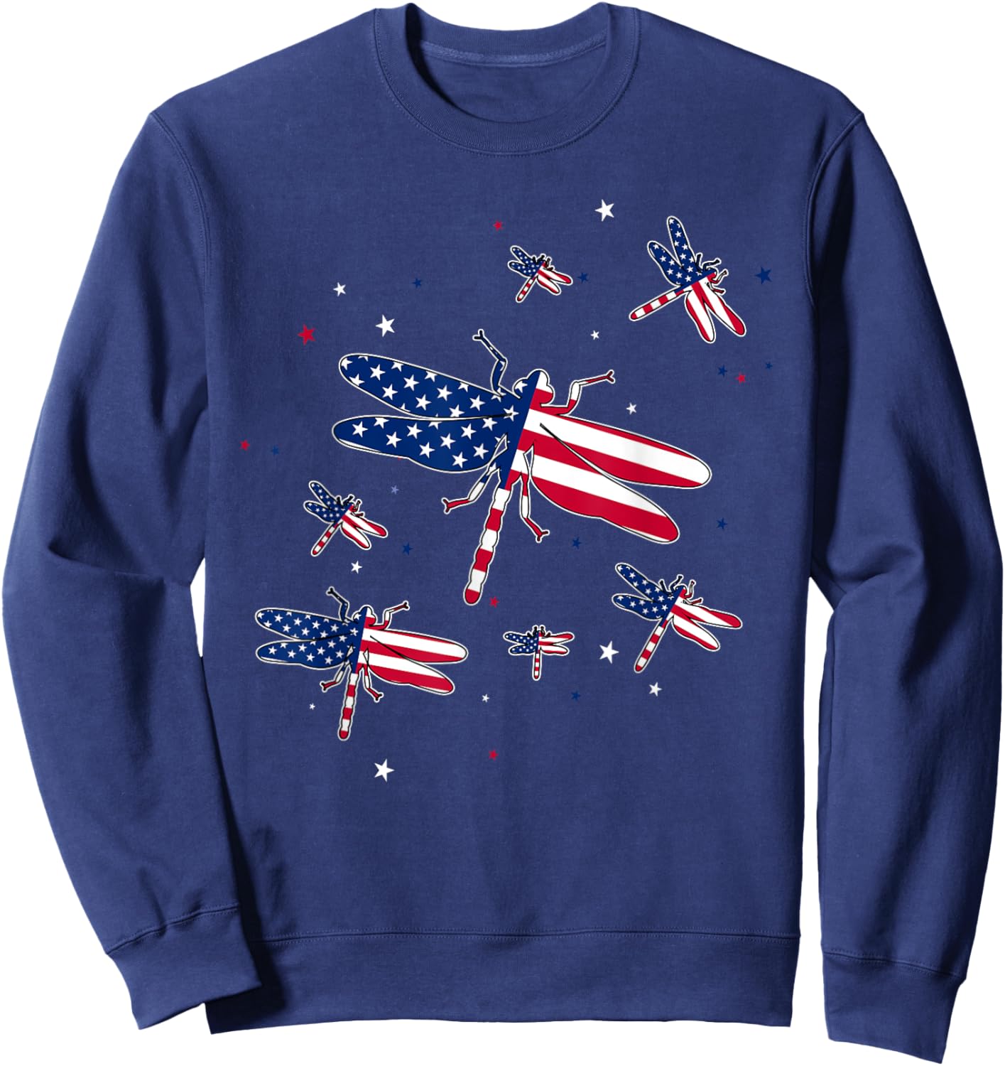Cute Dragonfly Patriotic Women Girl 4Th of July Fireworks Sweatshirt - Sweatshirt | Navy