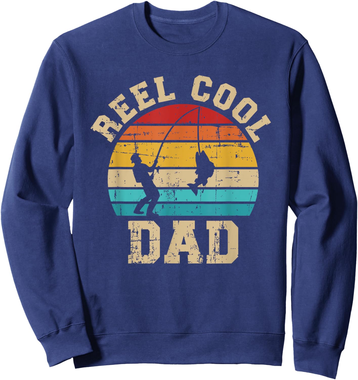 Reel cool dad fishing vintage retro Sweatshirt - Sweatshirt | Navy