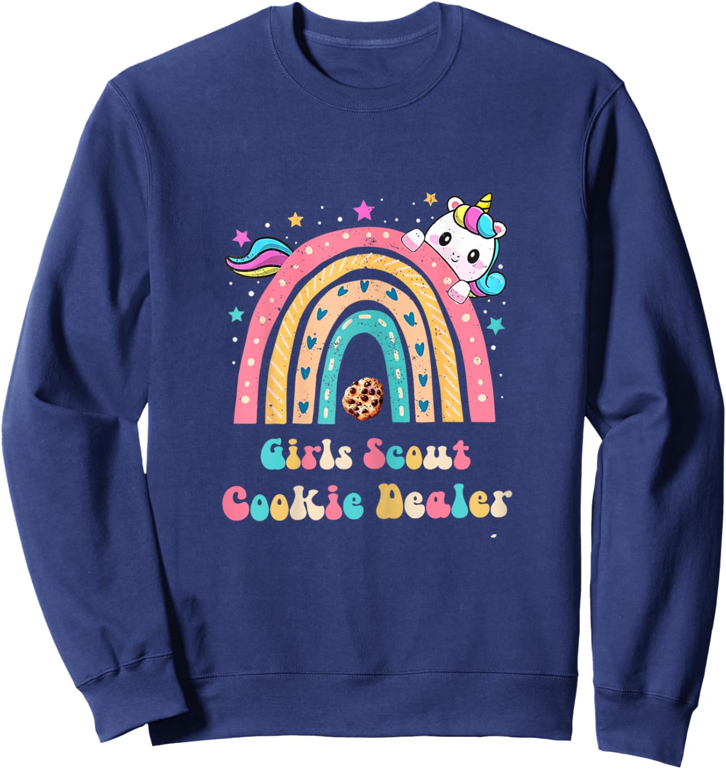 Scouts for Girls Cookie Dealer : Rainbow and Unicorn Design Sweatshirt - Sweatshirt | Navy