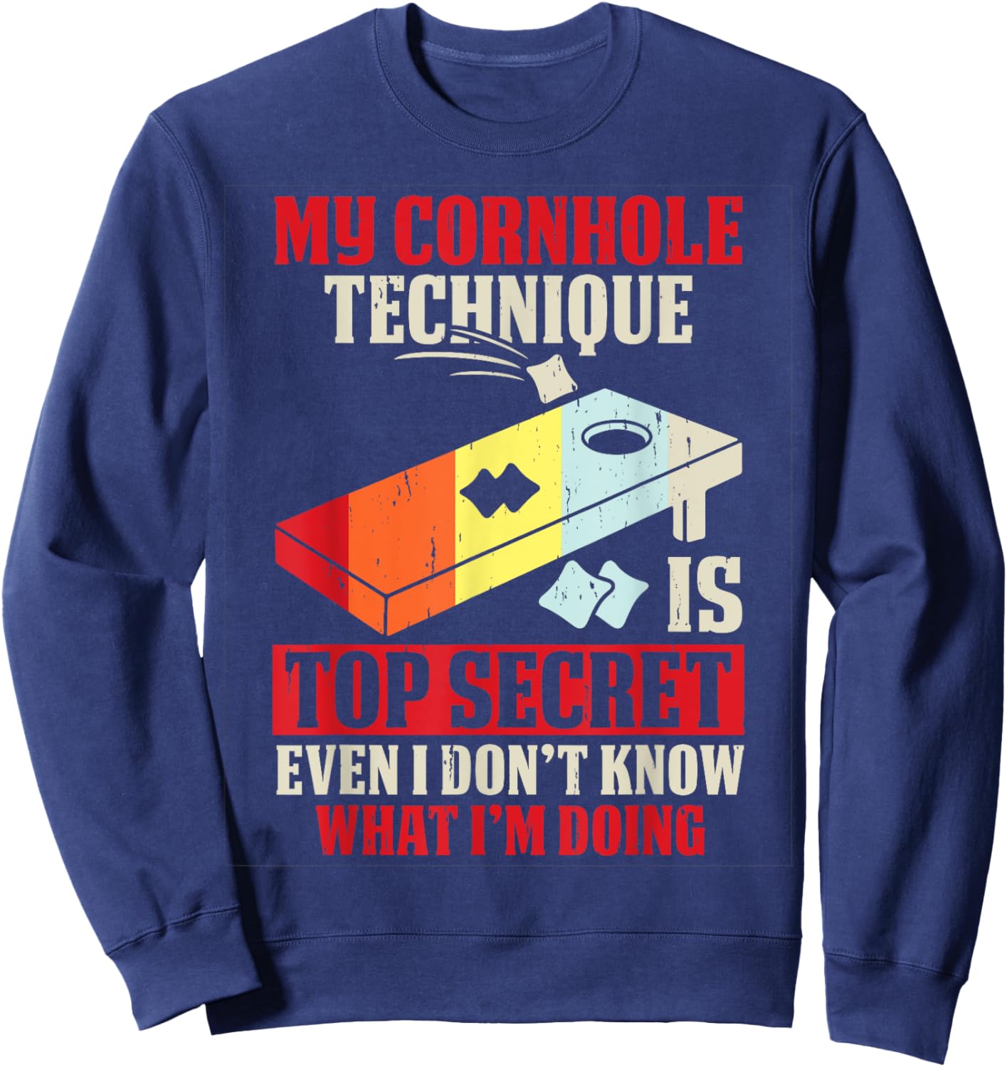 Funny Cornhole , Small, Black Sweatshirt - Sweatshirt | Navy