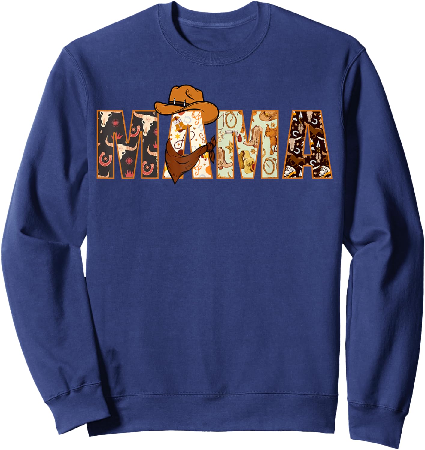 Mama Western Rodeo Family Matching Birthday Sweatshirt - Sweatshirt | Navy