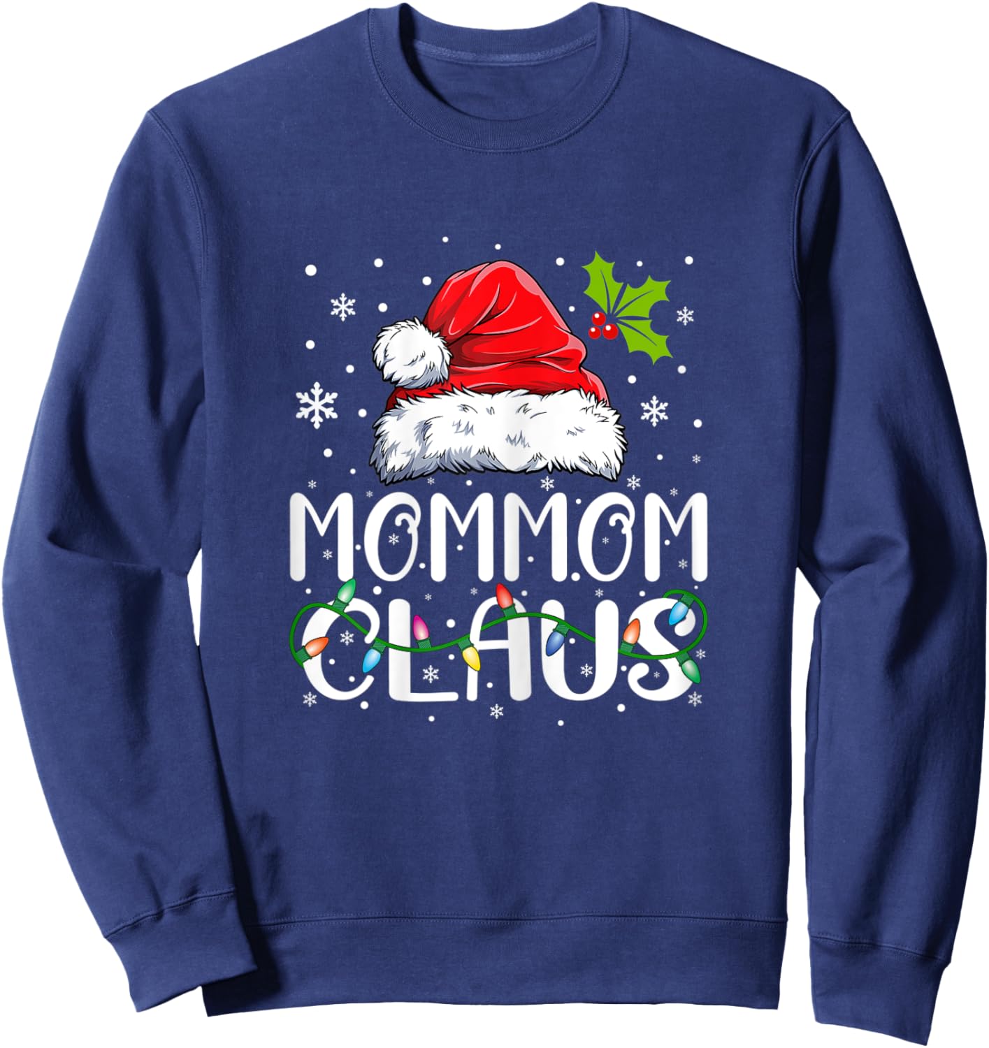 Mommom Claus Xmas Santa Matching Family Christmas Pajamas Sweatshirt - Sweatshirt | Navy