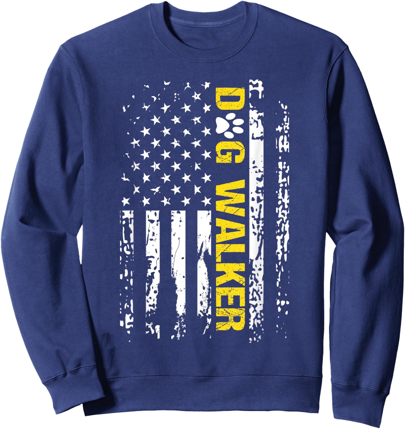 Dog Walker Shirt American Flag Patriotic Dog Walker Gift Sweatshirt - Sweatshirt | Navy