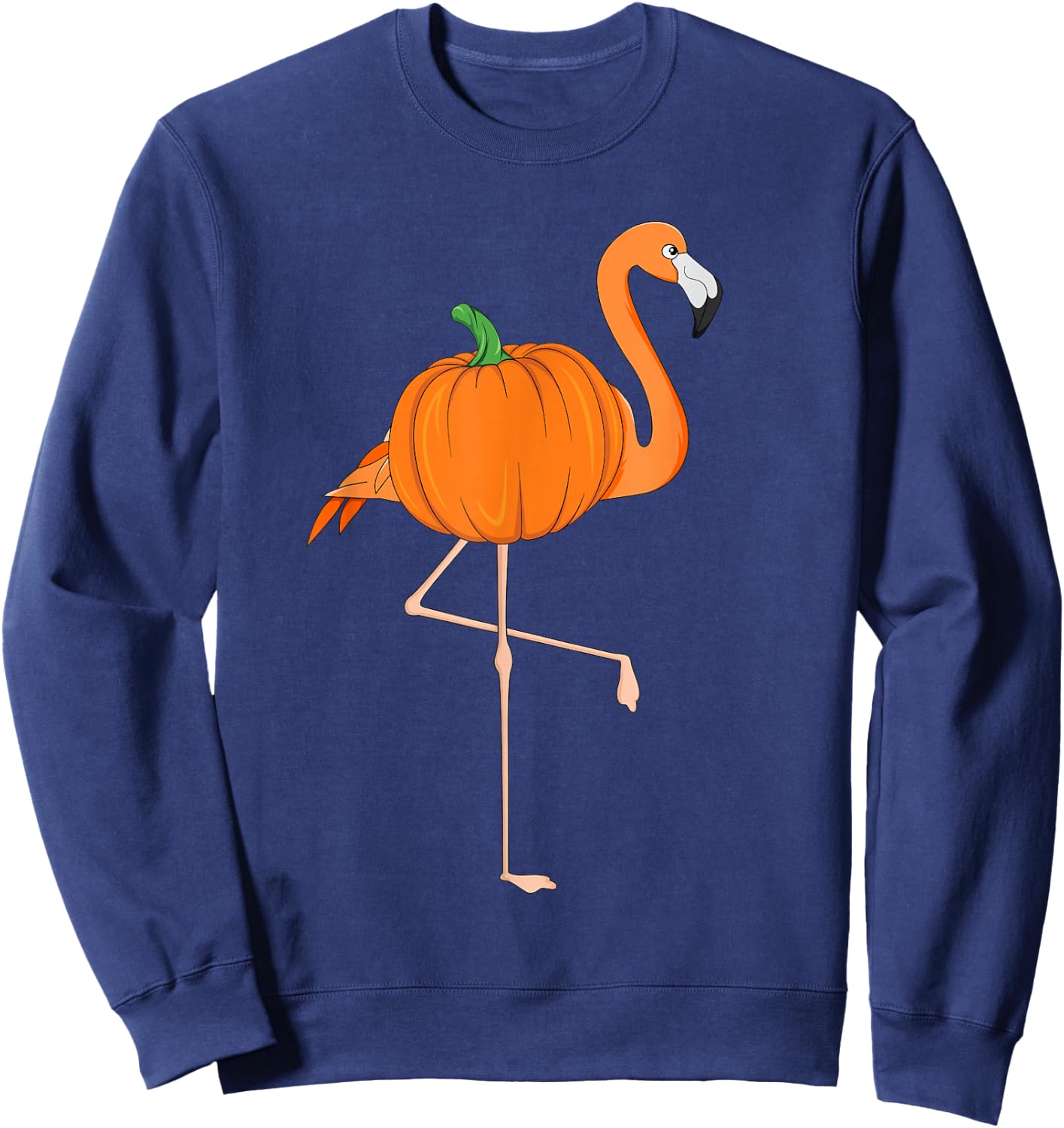 Pumpkin Flamingo Halloween Bird Pink Outfit Costume Zoo Sweatshirt - Sweatshirt | Navy
