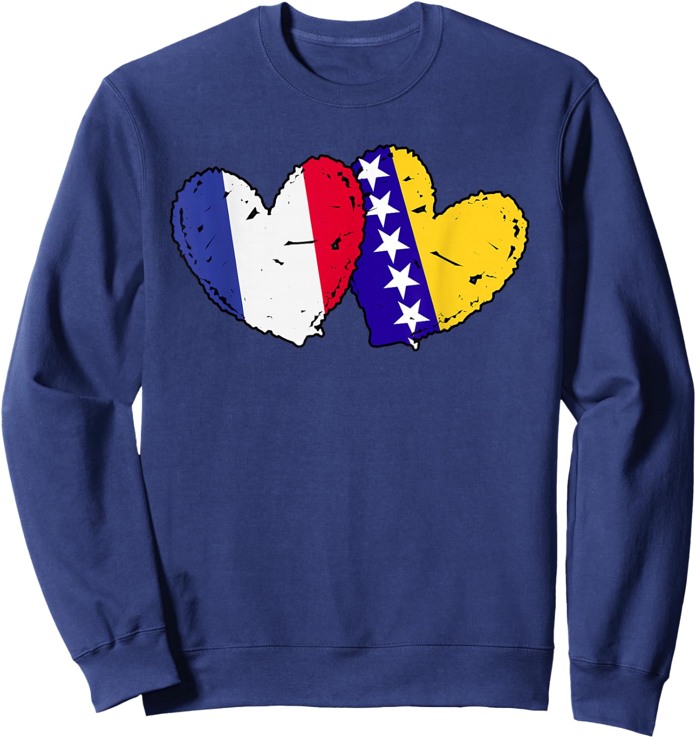 France Bosnia and Herzegovina Heart Flag French Bosnian Sweatshirt - Sweatshirt | Navy