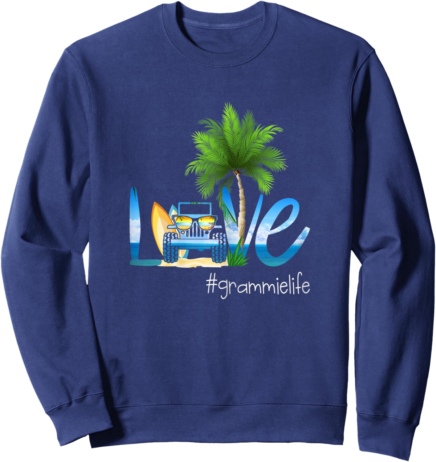 Love Grammie Life-Vacation- Beach and Truck Women Sweatshirt - Sweatshirt | Navy