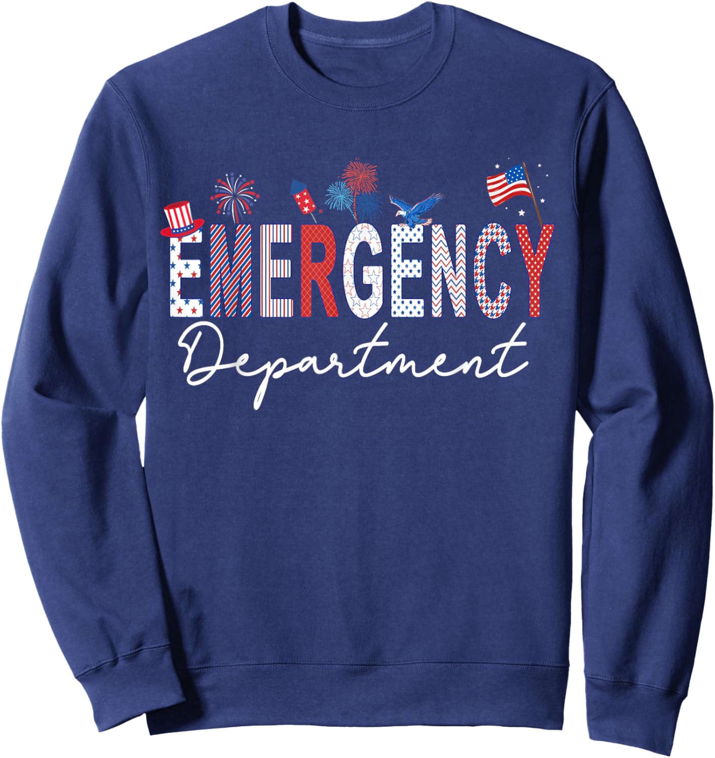 Emergency Department 4th of July USA Emergency Room Nurse Sweatshirt - Sweatshirt | Navy