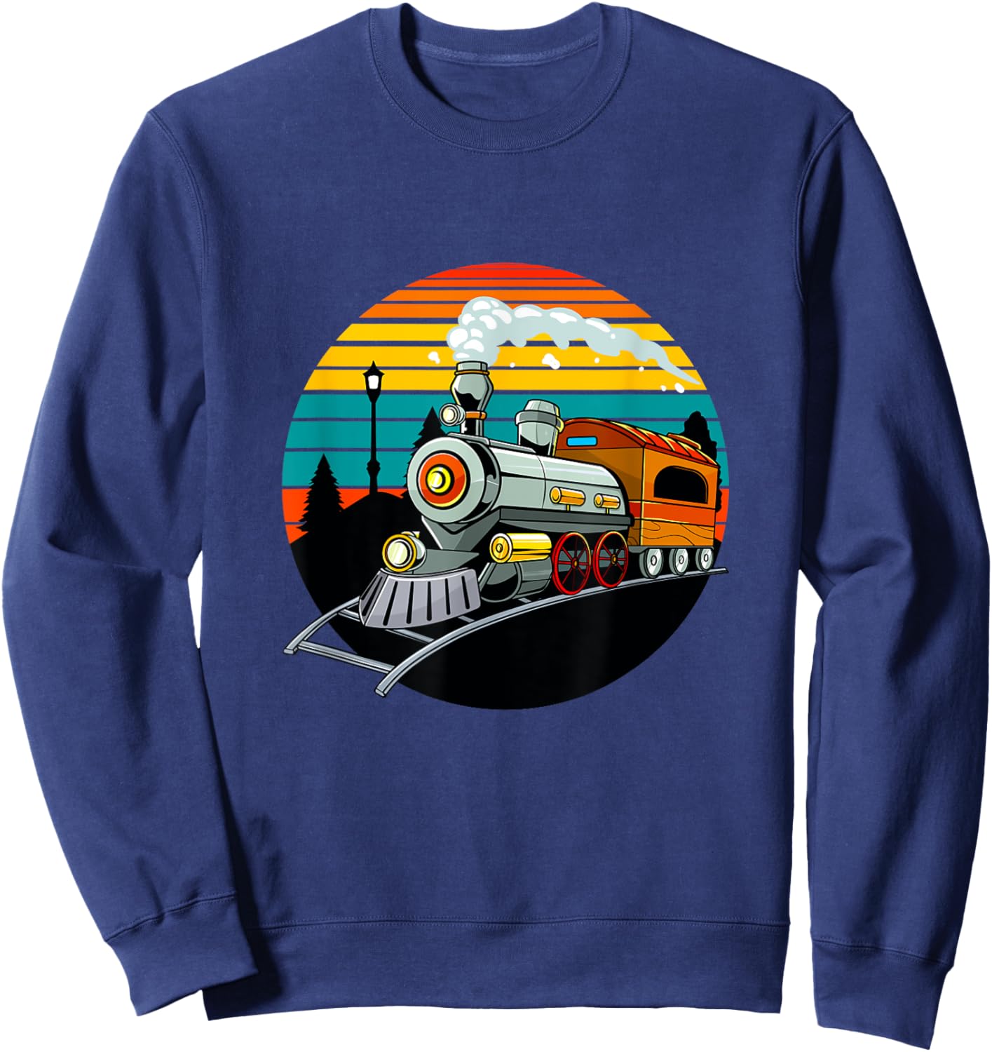 Train Lovers Retro Vintage Railroads Men Boys Kids Toddlers Sweatshirt - Sweatshirt | Navy