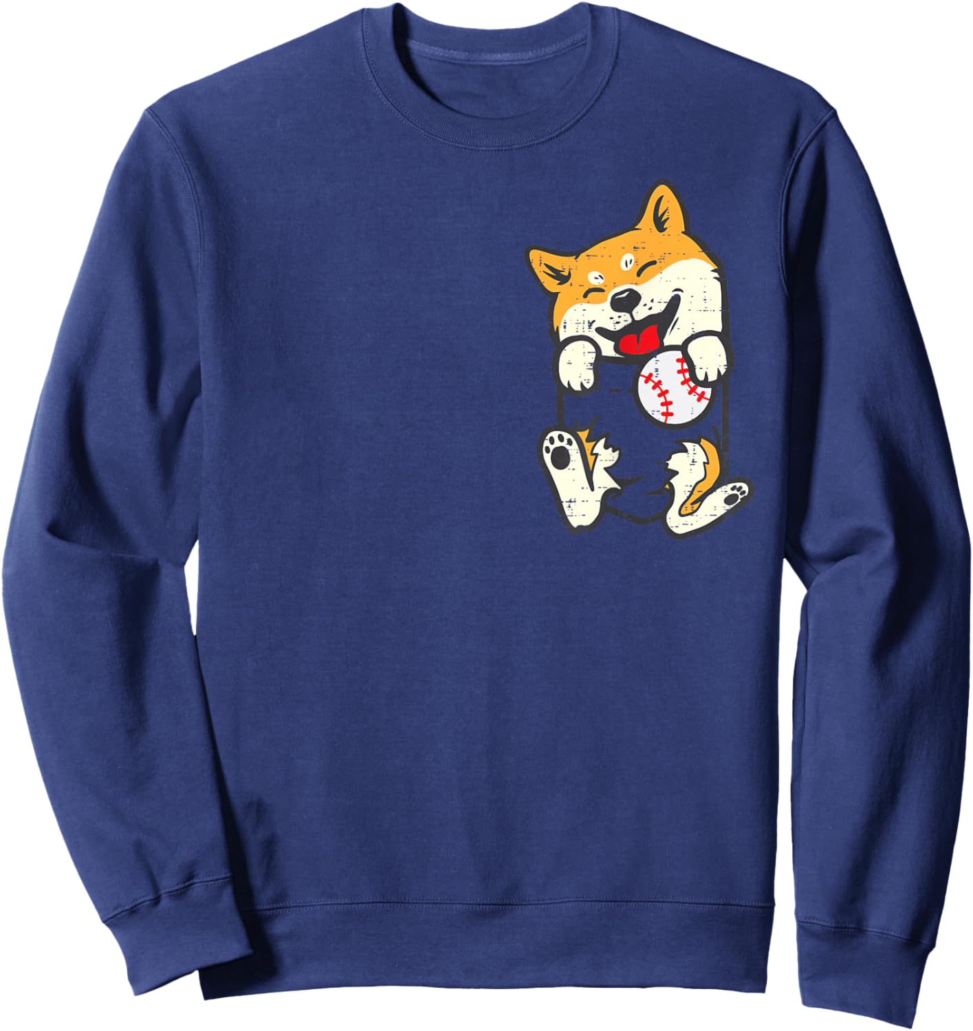 Pocket Shiba Inu Feet Baseball Japanese Dog Men Women Kids Sweatshirt - Sweatshirt | Navy