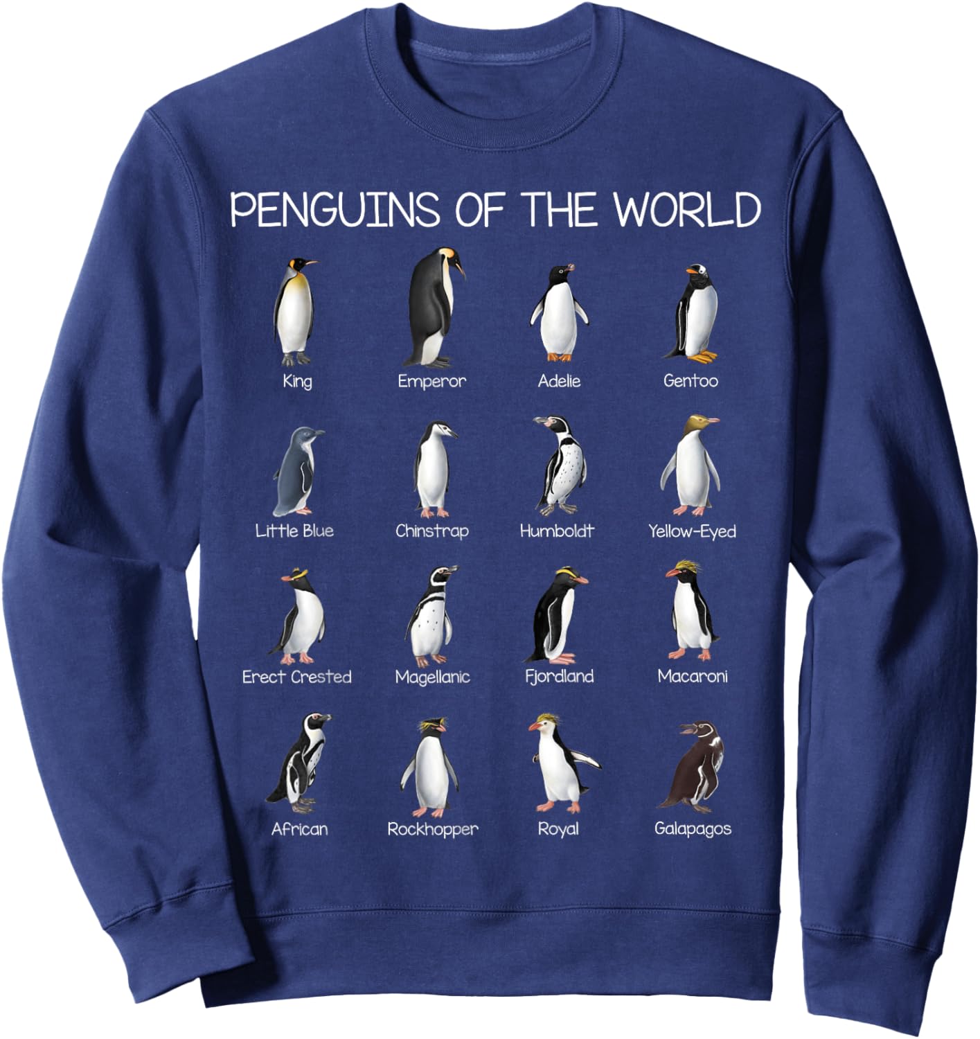 Penguin Types Penguins Of The World Gifts Sweatshirt - Sweatshirt | Navy
