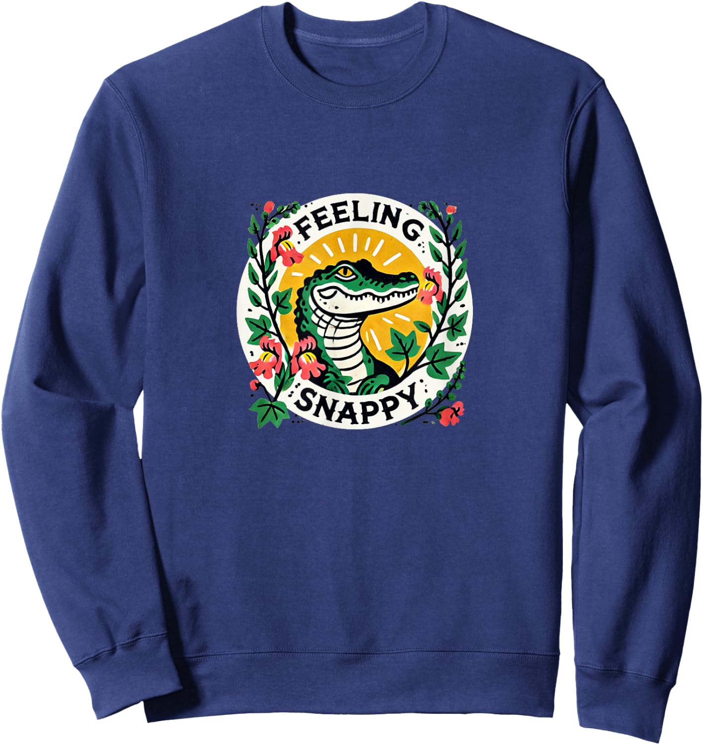 Feeling Snappy Alligator Art Sweatshirt - Sweatshirt | Navy