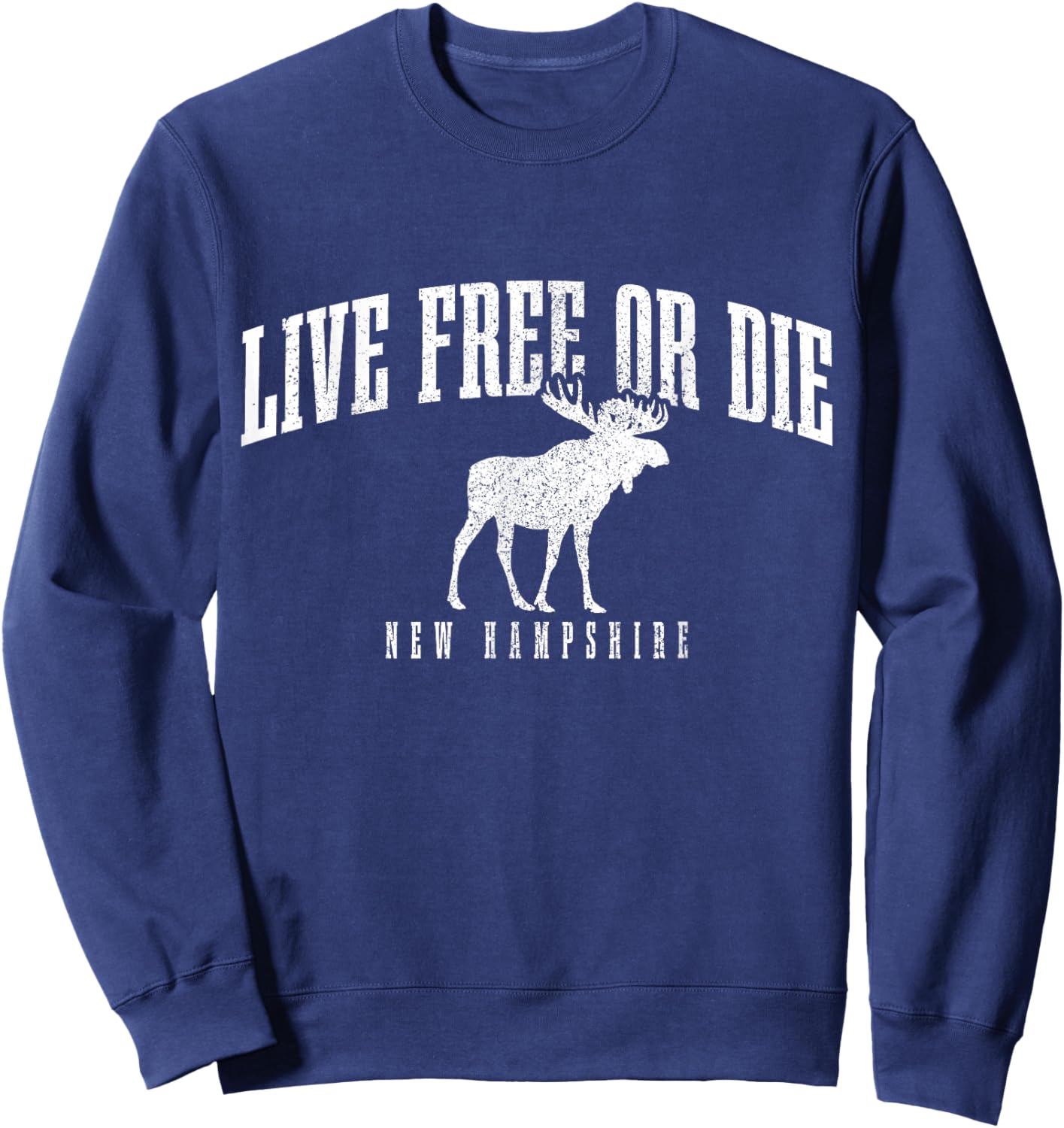 New Hampshire Live Free Or Die Pride Moose Vintage Sweatshirt - Sweatshirt | Navy
