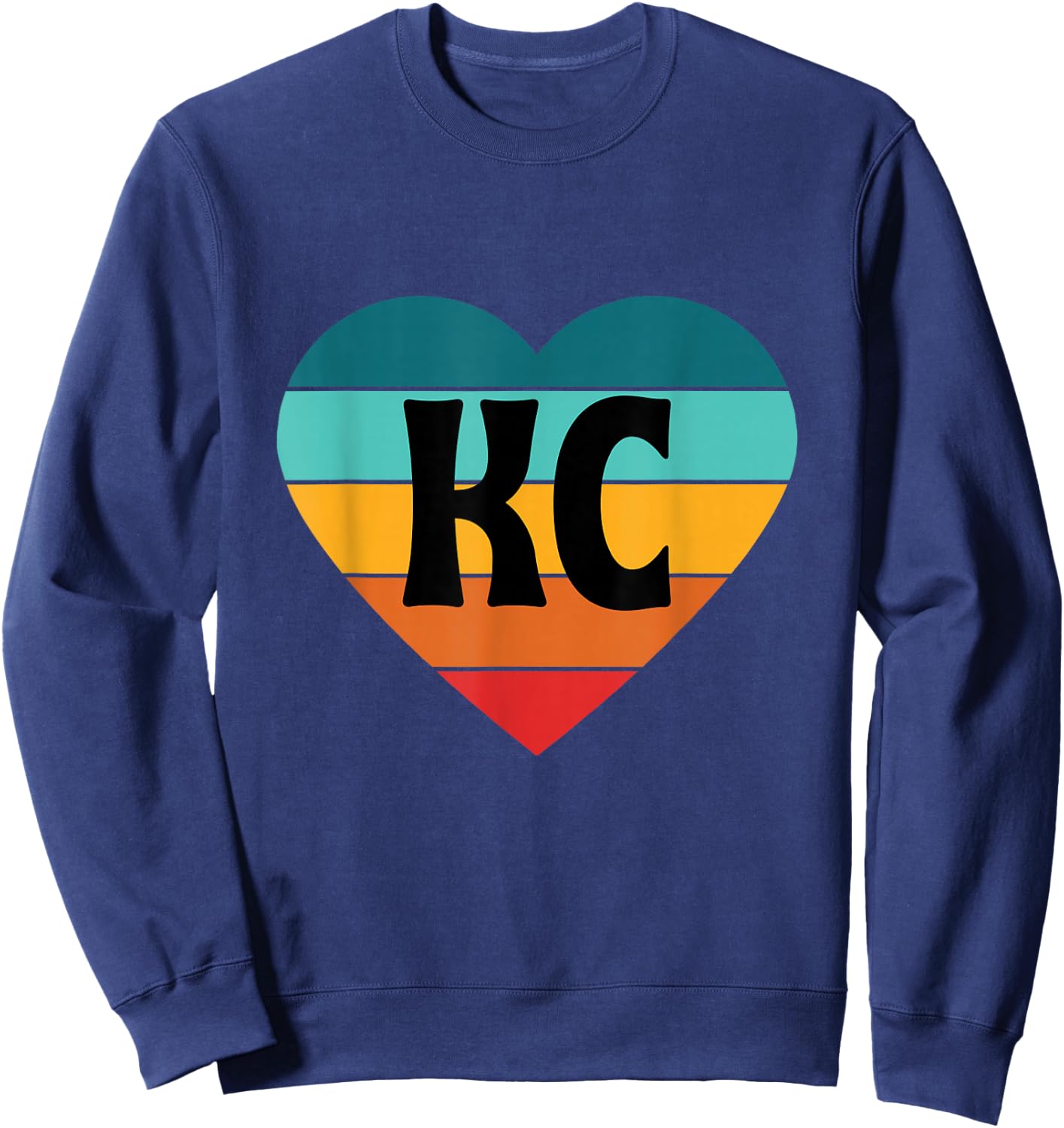 80s Vintage Sunset Heart KC Sweatshirt - Sweatshirt | Navy