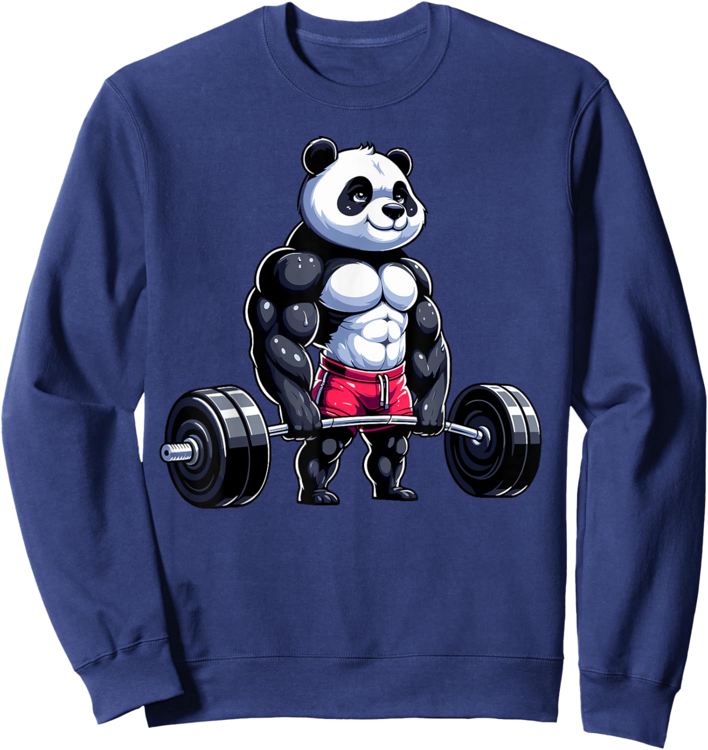 Funny Gym Panda Bodybuilder Weightlifting Motivational Sweatshirt - Sweatshirt | Navy