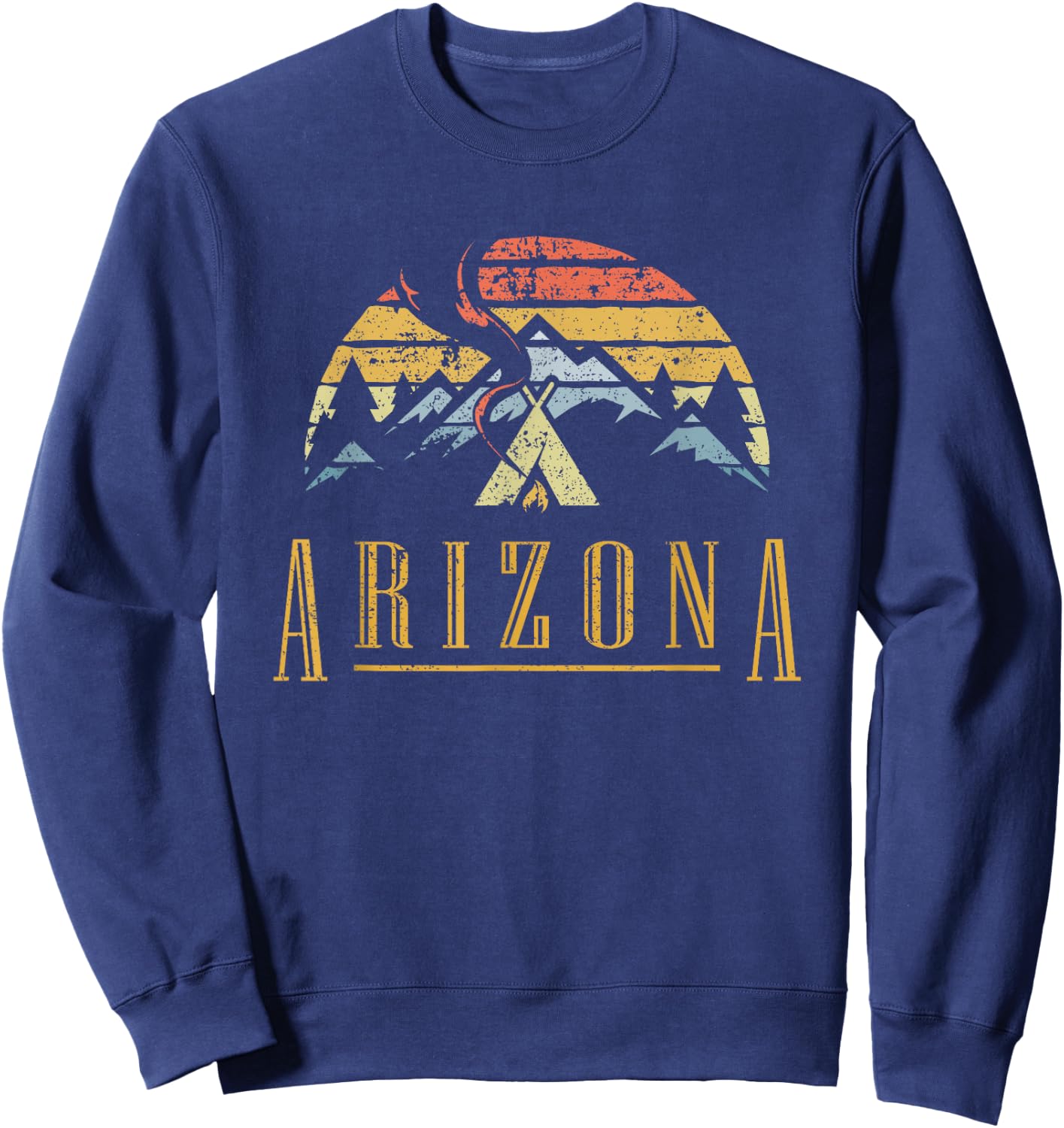Vintage Arizona Mountains Camping Campfire Retro T Shirt Sweatshirt - Sweatshirt | Navy
