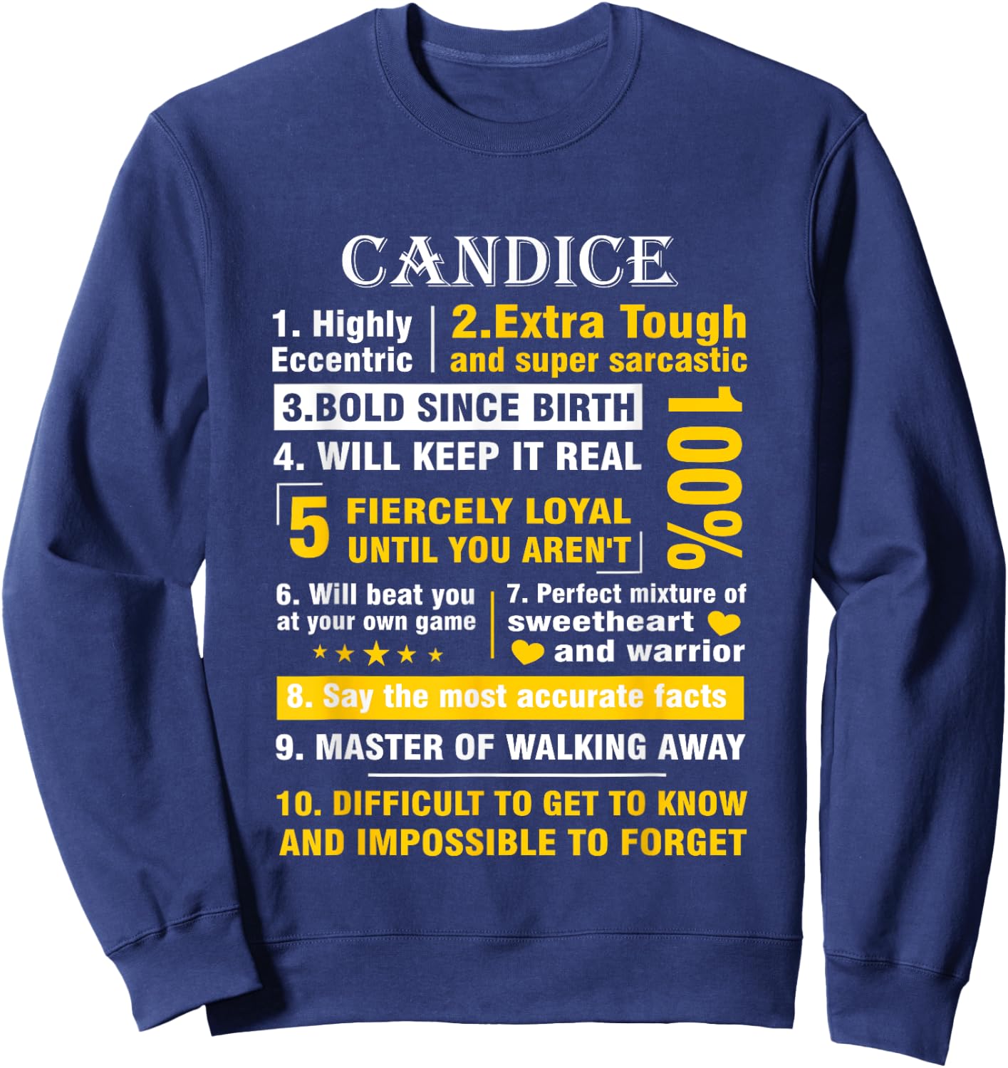 CANDICE Highly Eccentric 10 Facts Shirt First Name shirt Sweatshirt - Sweatshirt | Navy