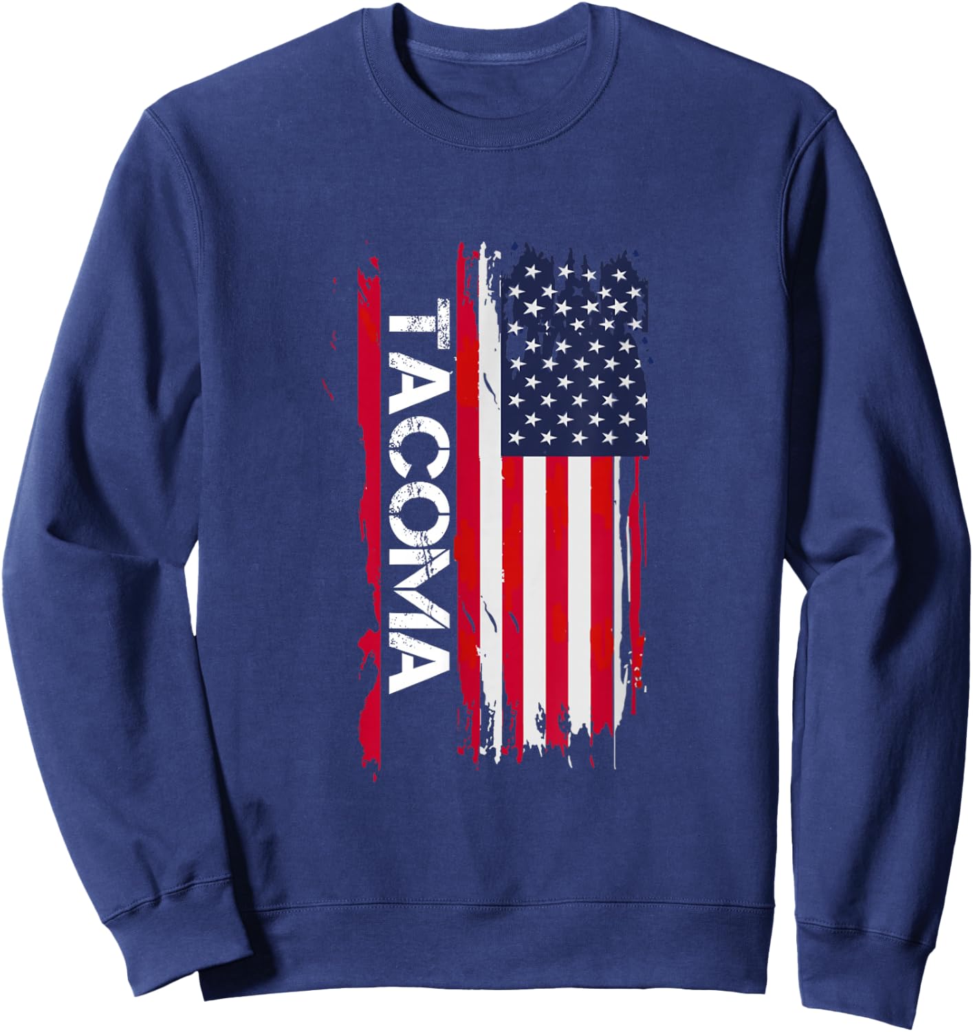 Tacoma City USA Flag Tacoma Men's And Women's I Love The City Of Tacoma Black -Adults Small Classic Fit Sweatshirt - Sweatshirt | Navy