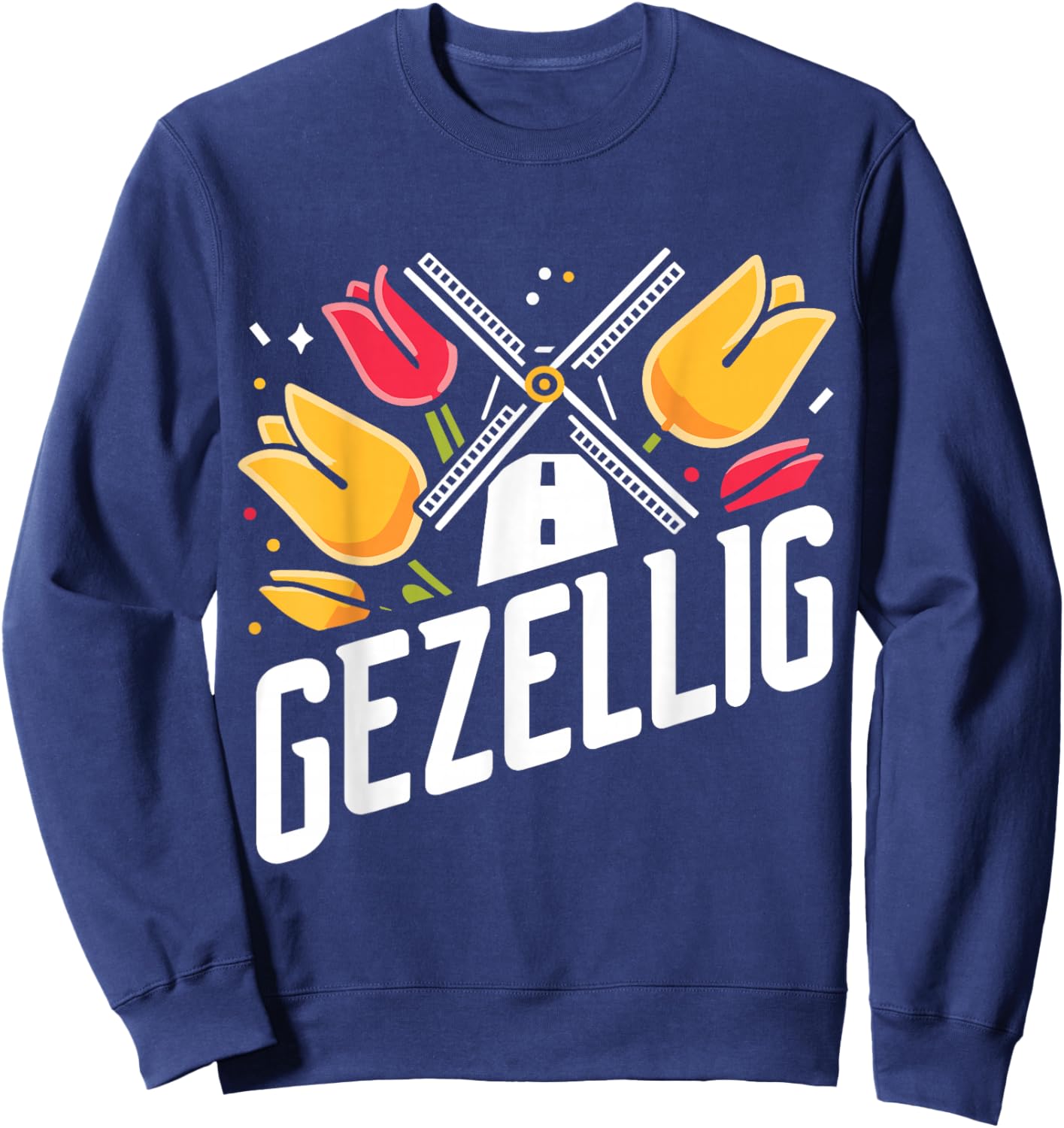 Gezellig Holland Dutch Tulip Netherlands Sweatshirt - Sweatshirt | Navy
