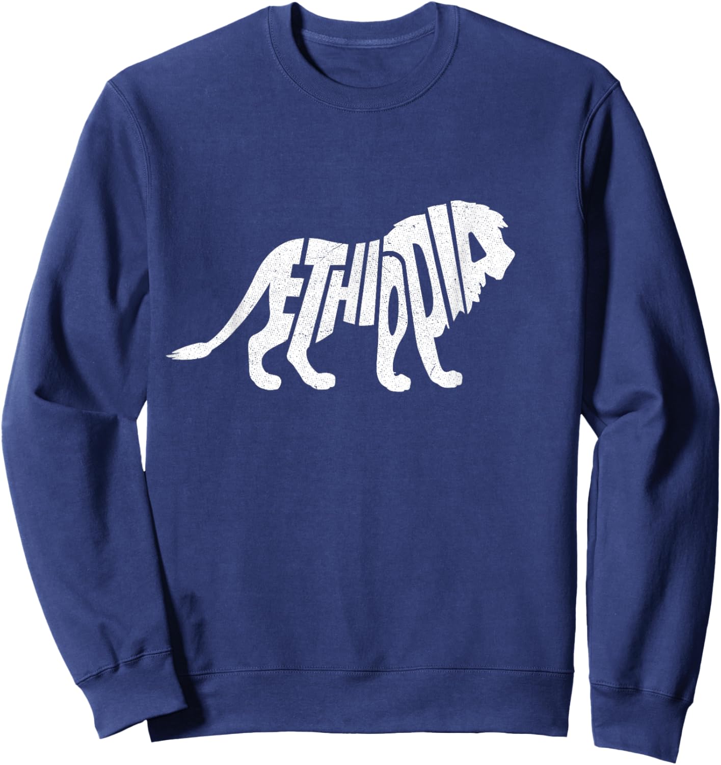 Ethiopia Lion Word Art - Funny Animal Sweatshirt - Sweatshirt | Navy
