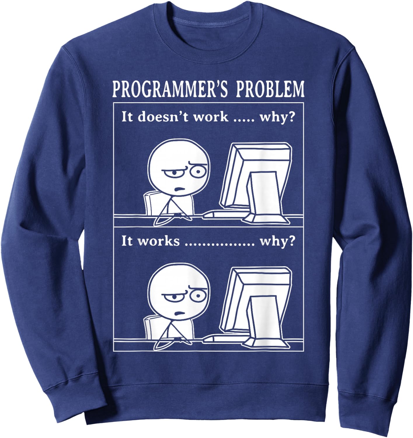 Programmer Funny Problem It Works Computer Science Nerd Sweatshirt - Sweatshirt | Navy