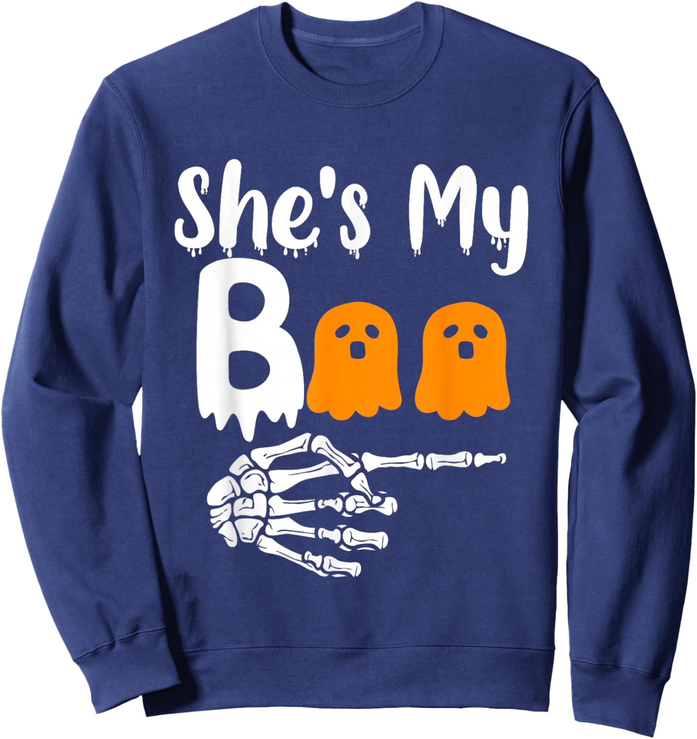 She's My Boo Matching Halloween Pajama Couples He's My Boo Sweatshirt - Sweatshirt | Navy