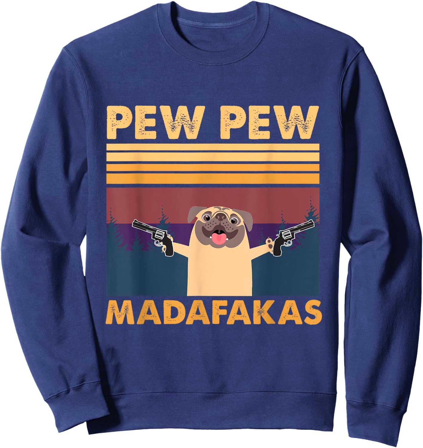 Vintage PewPew Mada-fakas Crazy Pew Pug Sweatshirt - Sweatshirt | Navy