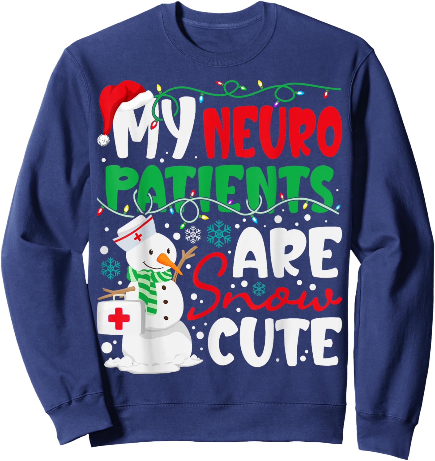 Funny Neuro Christmas Snowmies Cute Neuroscience Nurse Sweatshirt - Sweatshirt | Navy
