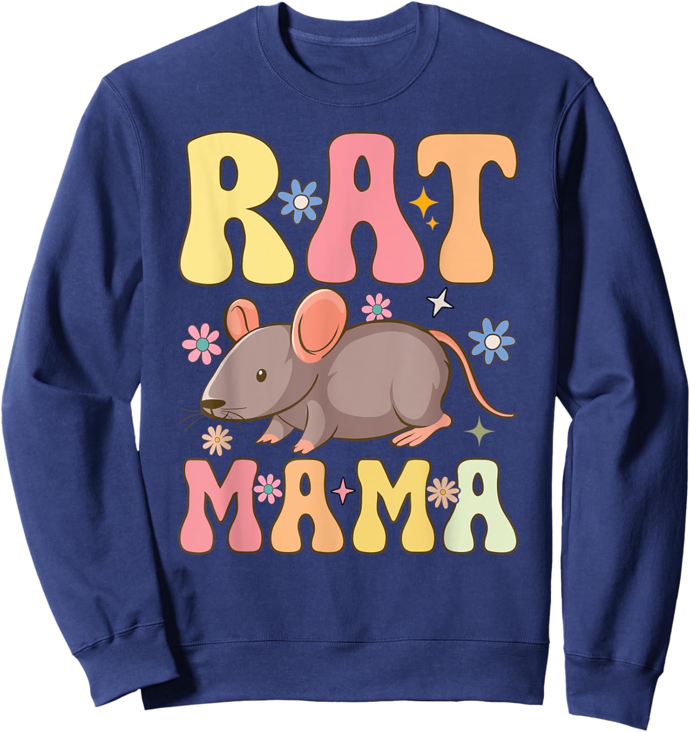 Rat Mama Groovy Rat Mom Female Rat Pet Owner Sweatshirt - Sweatshirt | Navy