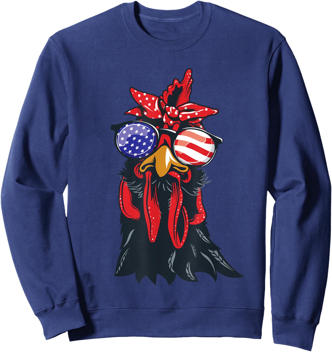 Chicken 4th of July Shirt Chicken-Lover American USA Flag Sweatshirt - Sweatshirt | Navy