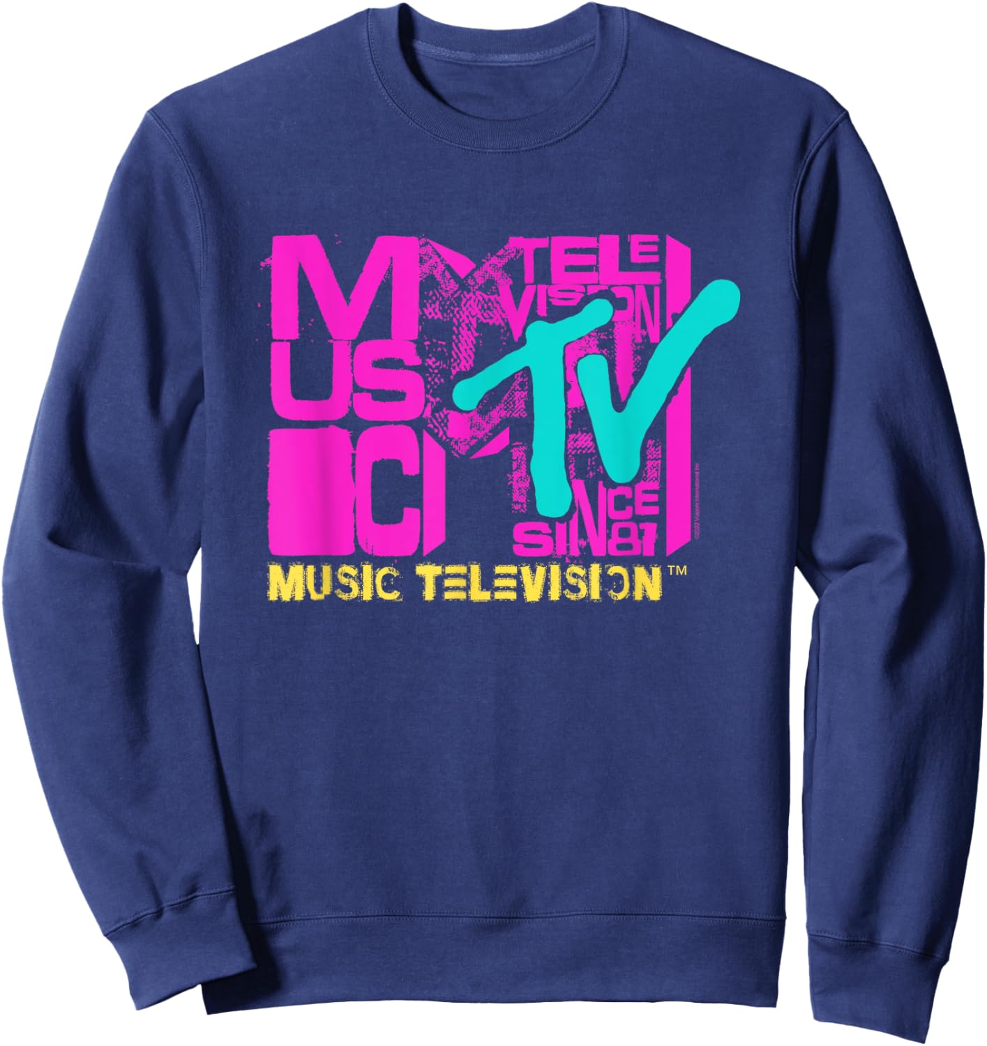 MTV Logo Stacked Letters Sweatshirt - Sweatshirt | Navy