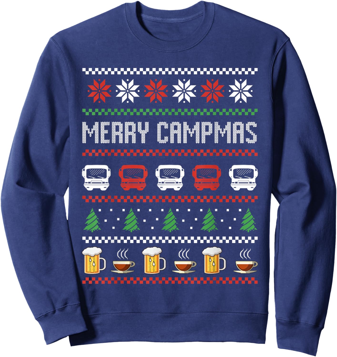 Camping Motorhome Ugly Christmas Sweater Merry Campmas Sweatshirt - Sweatshirt | Navy