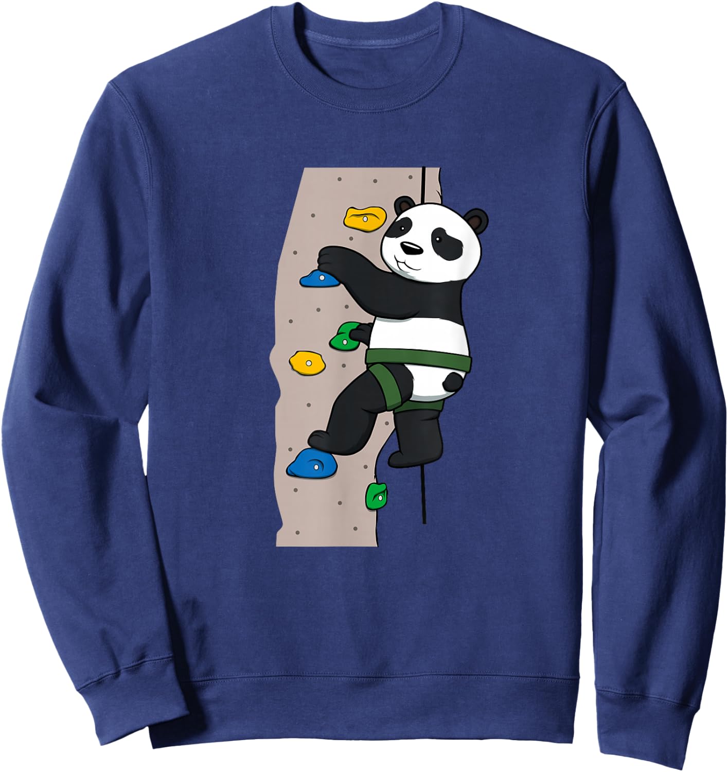 Cute Panda Rock Climber Illustration | Fun Climbing Animal Sweatshirt - Sweatshirt | Navy