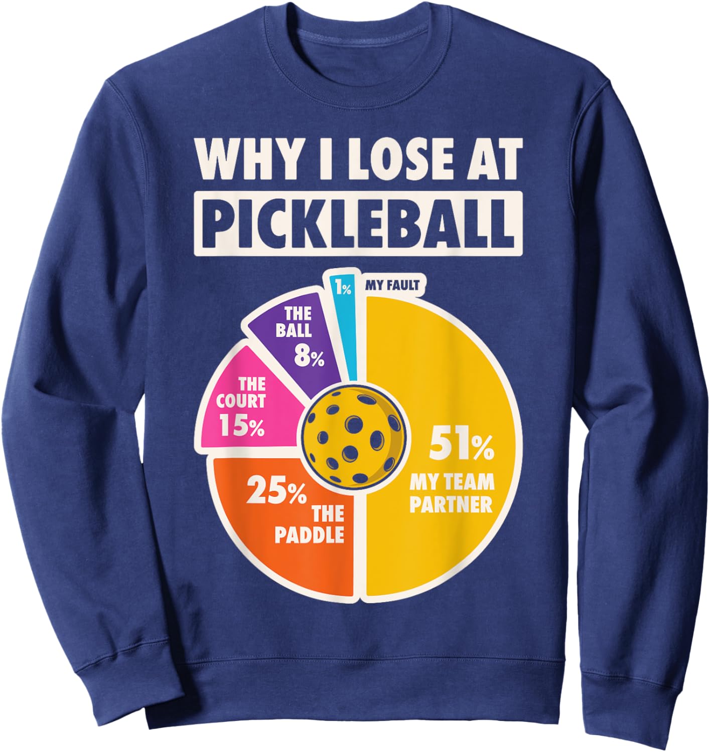 Why I Lose At Pickleball Funny Paddleball Players Men Humor Sweatshirt - Sweatshirt | Navy