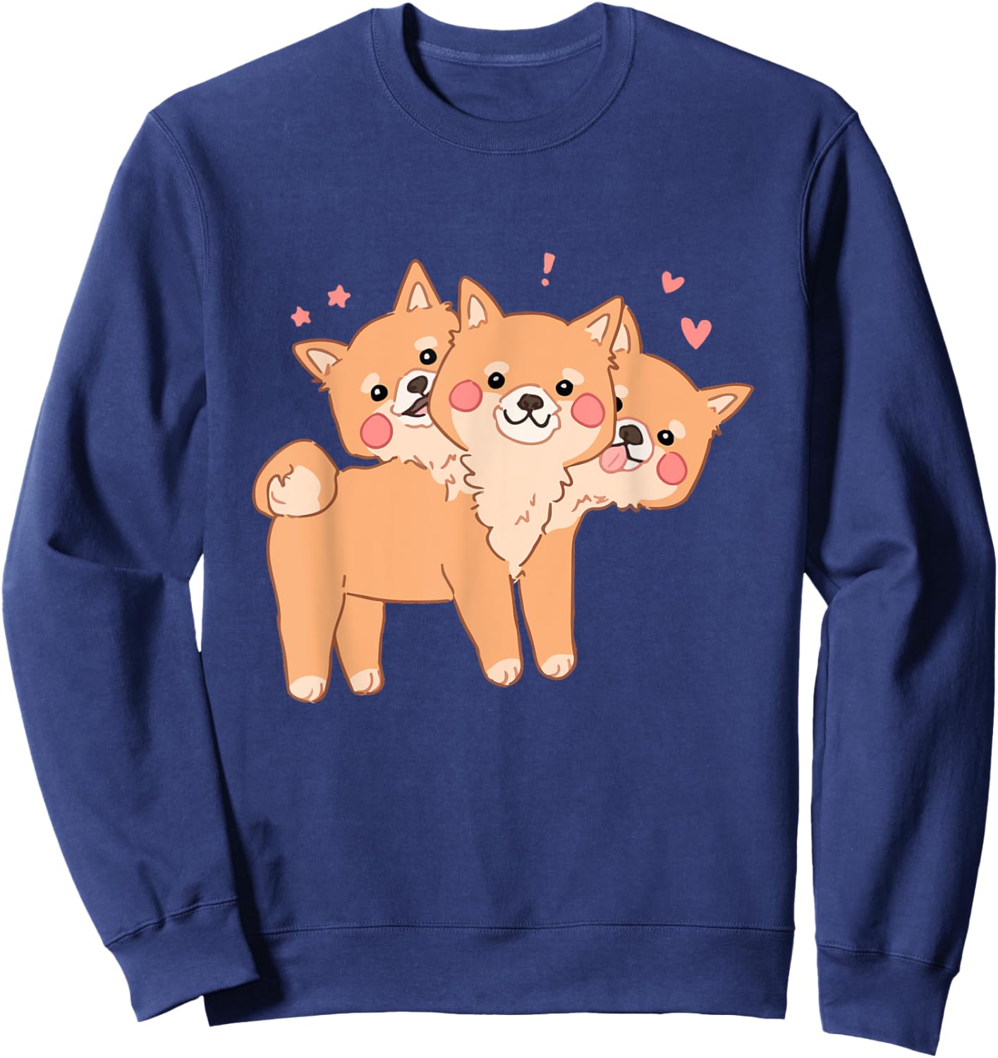 Kawaii Pastel Cute 3 Headed Dog Sweatshirt - Sweatshirt | Navy