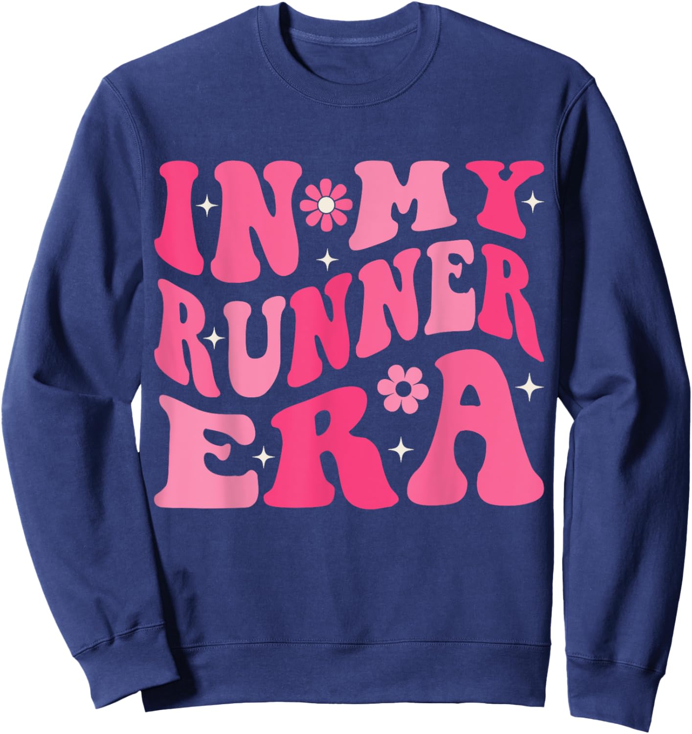 In My Runner Era Funny Running Marathon Groovy Running Mom Sweatshirt - Sweatshirt | Navy