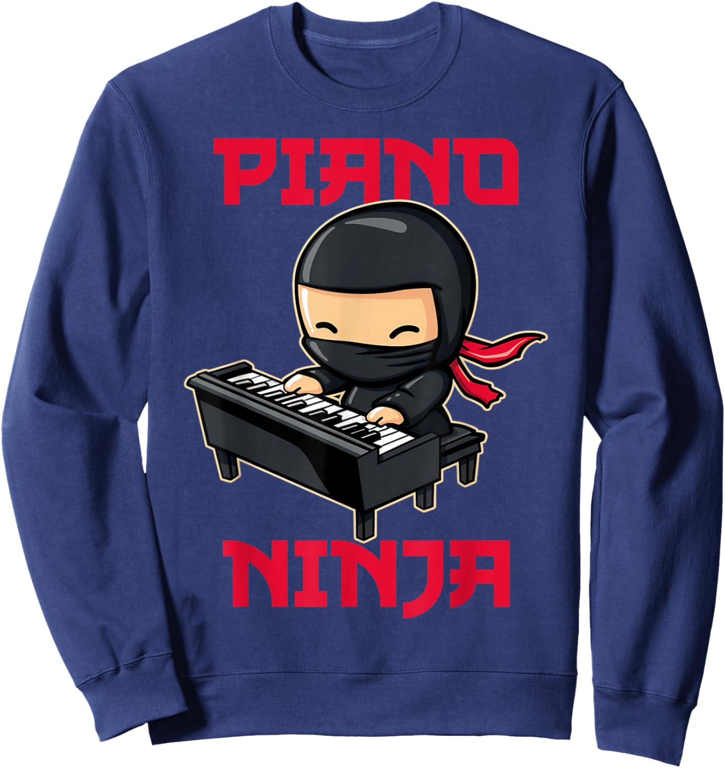 Piano Ninja Funny Cute Kawaii Music Musician Pianist Sweatshirt - Sweatshirt | Navy