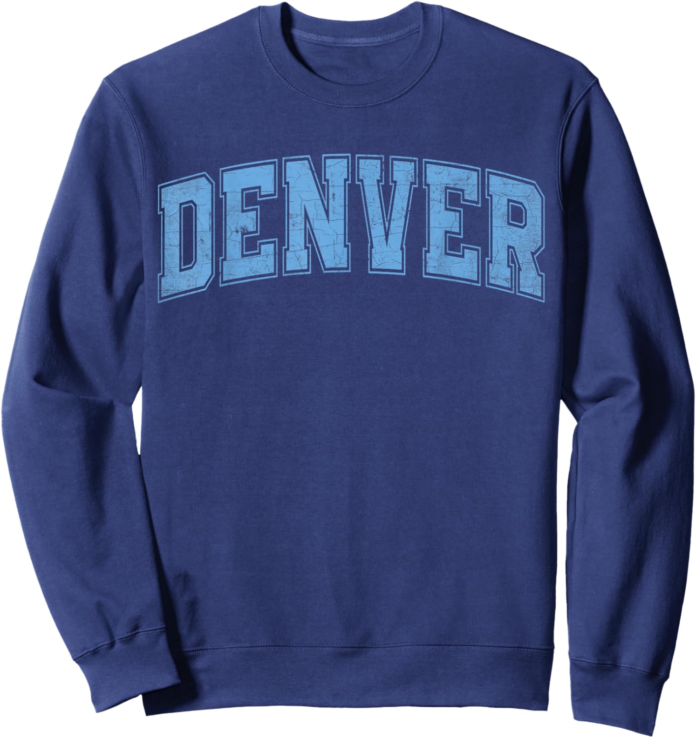 Denver Light Blue Vintage Style Retro Text Sweatshirt - Sweatshirt | Navy