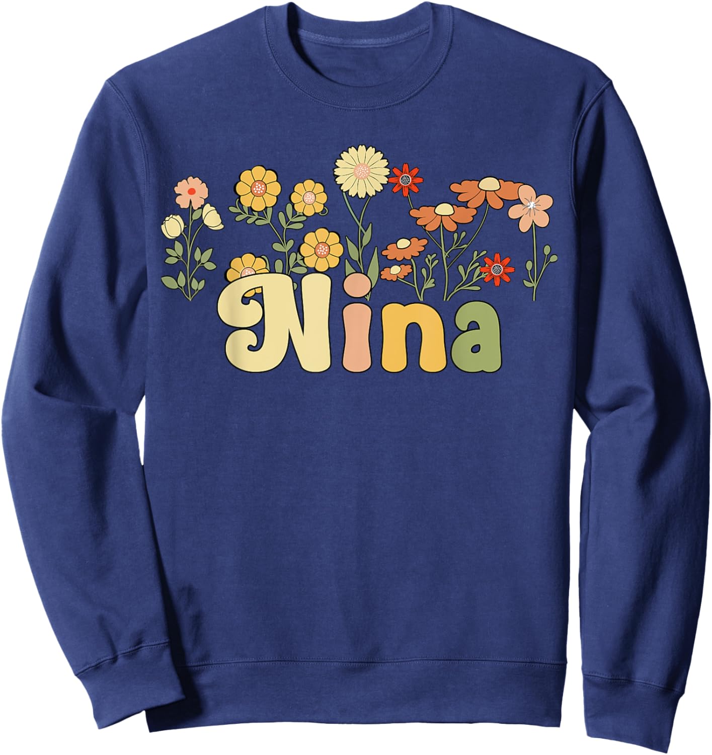 Groovy Nina Grandmother Flowers Nina Grandma Sweatshirt - Sweatshirt | Navy