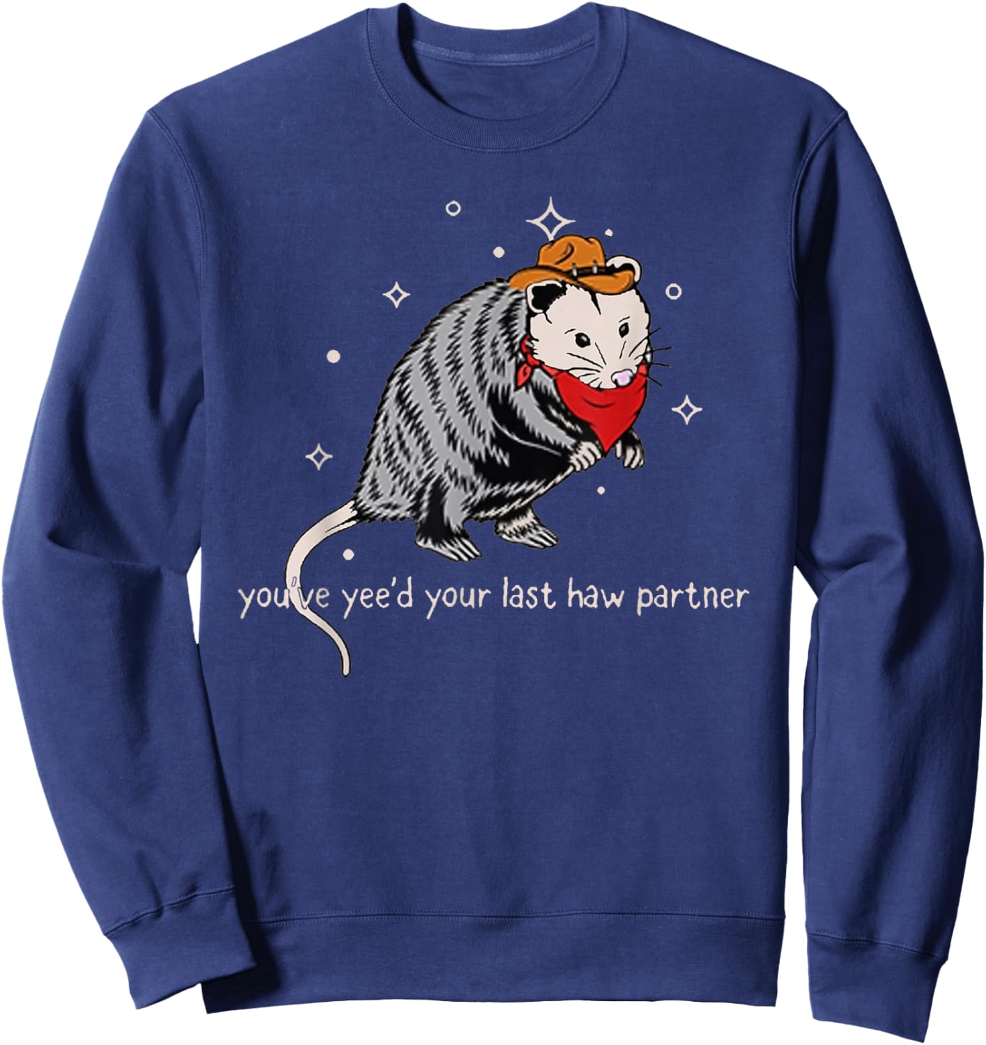 Funny Vintage Opossum Cowboy Hat Western Possum Lover Gifts Sweatshirt - Sweatshirt | Navy