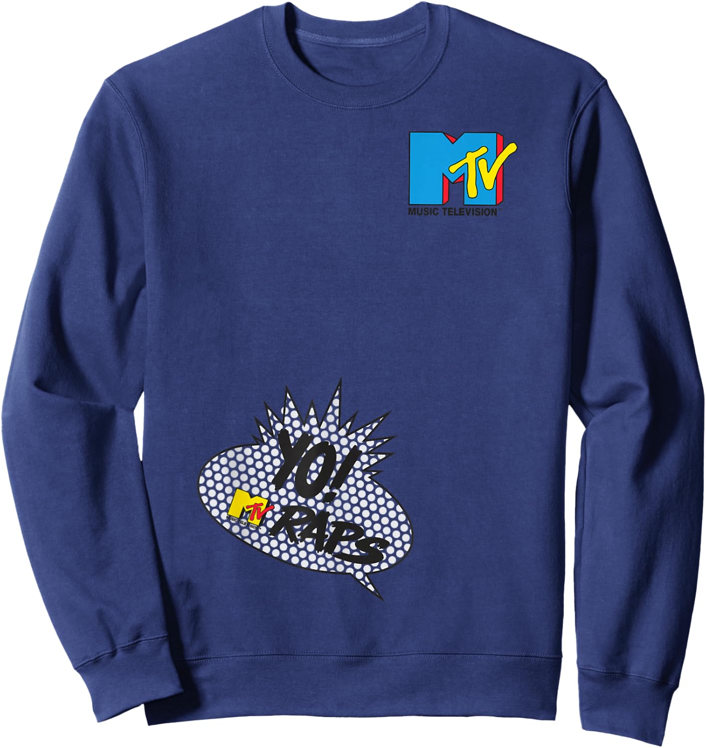Front Back Mtv Logo Yo Mtv Raps Headbangers Spring Break Sweatshirt - Sweatshirt | Navy