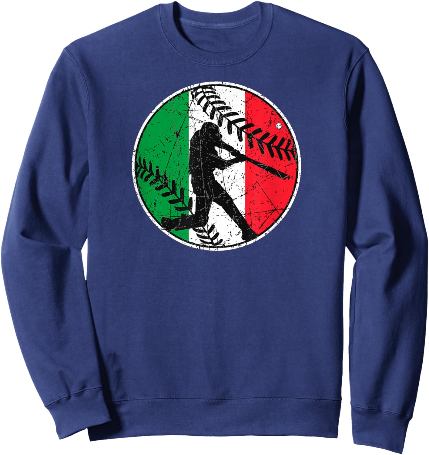 Italian Flag Baseball Hitter Italy Flag Sweatshirt - Sweatshirt | Navy
