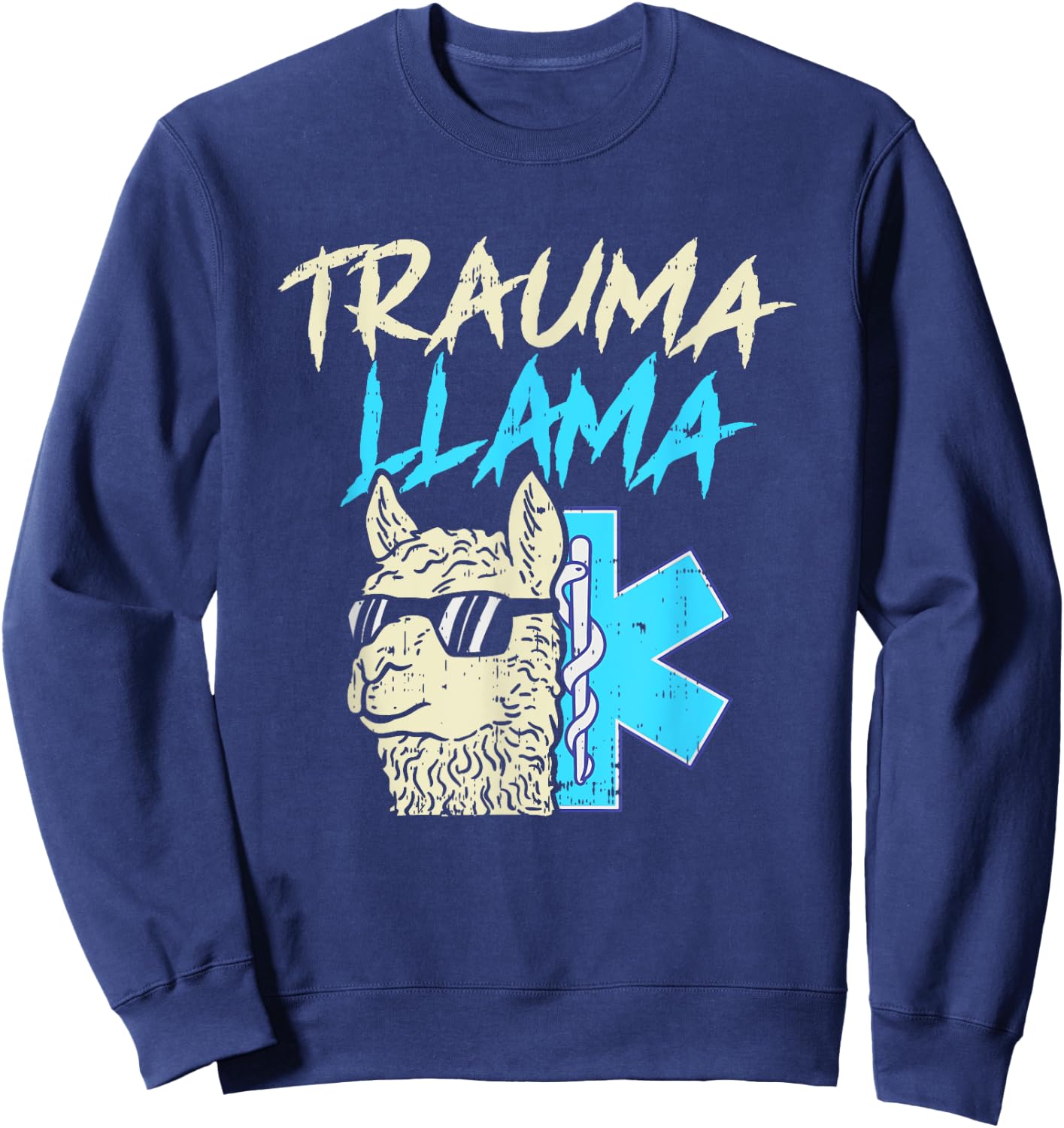 Boys Girls Trauma llama, Funny EMT design, Paramedic gift Sweatshirt - Sweatshirt | Navy