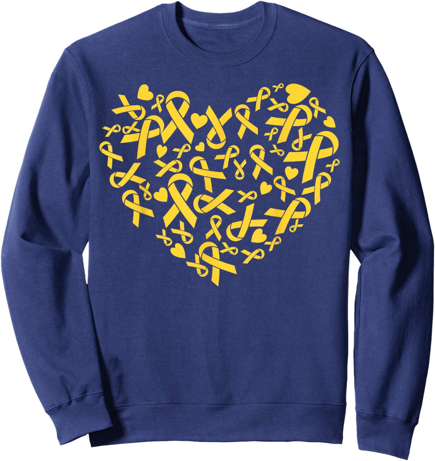 Endometriosis Awareness Month Heart Yellow Ribbon Support Sweatshirt - Sweatshirt | Navy