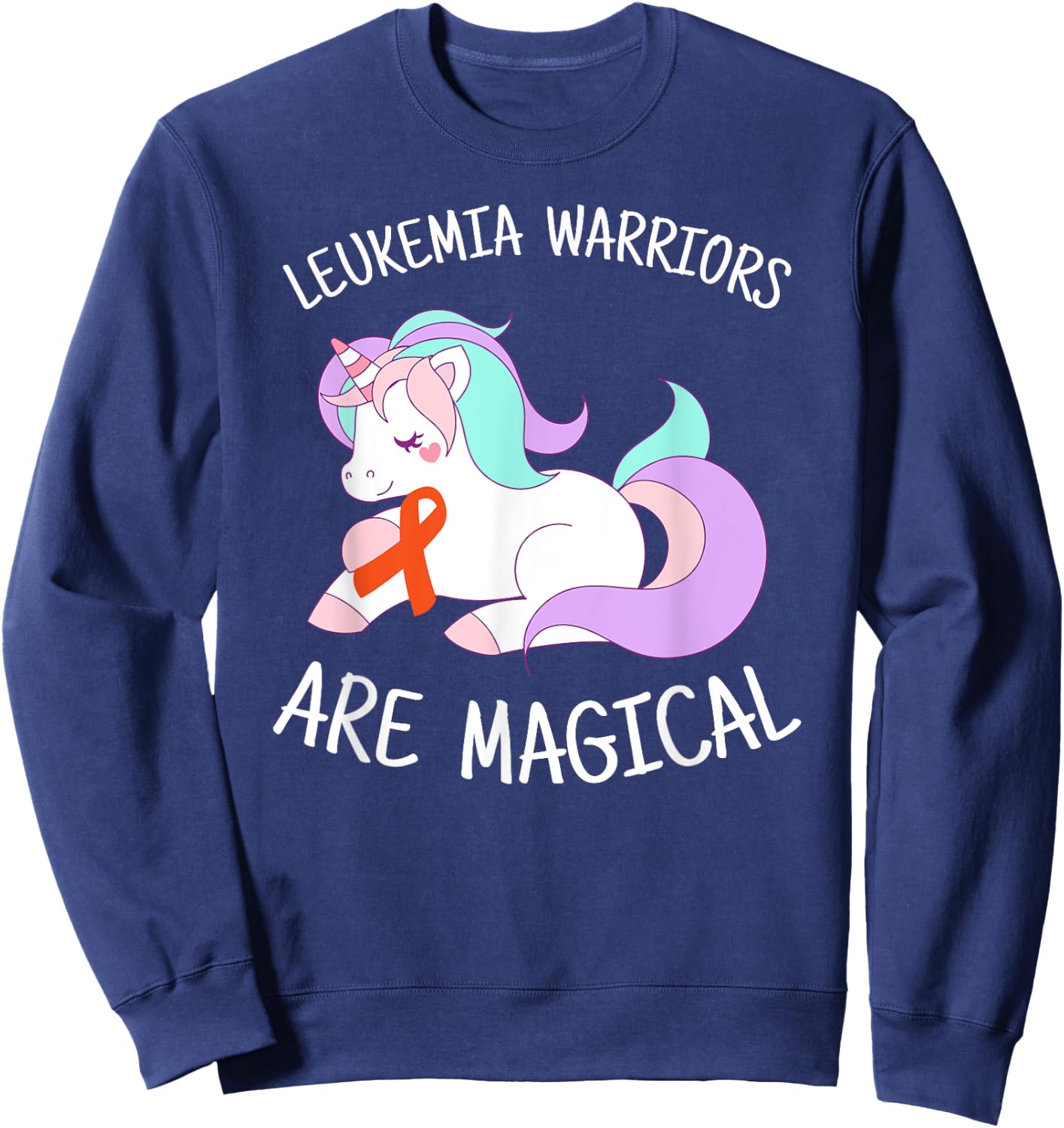 Unicorn Leukemia Awareness Gift, Leukemia Warrior Sweatshirt - Sweatshirt | Navy