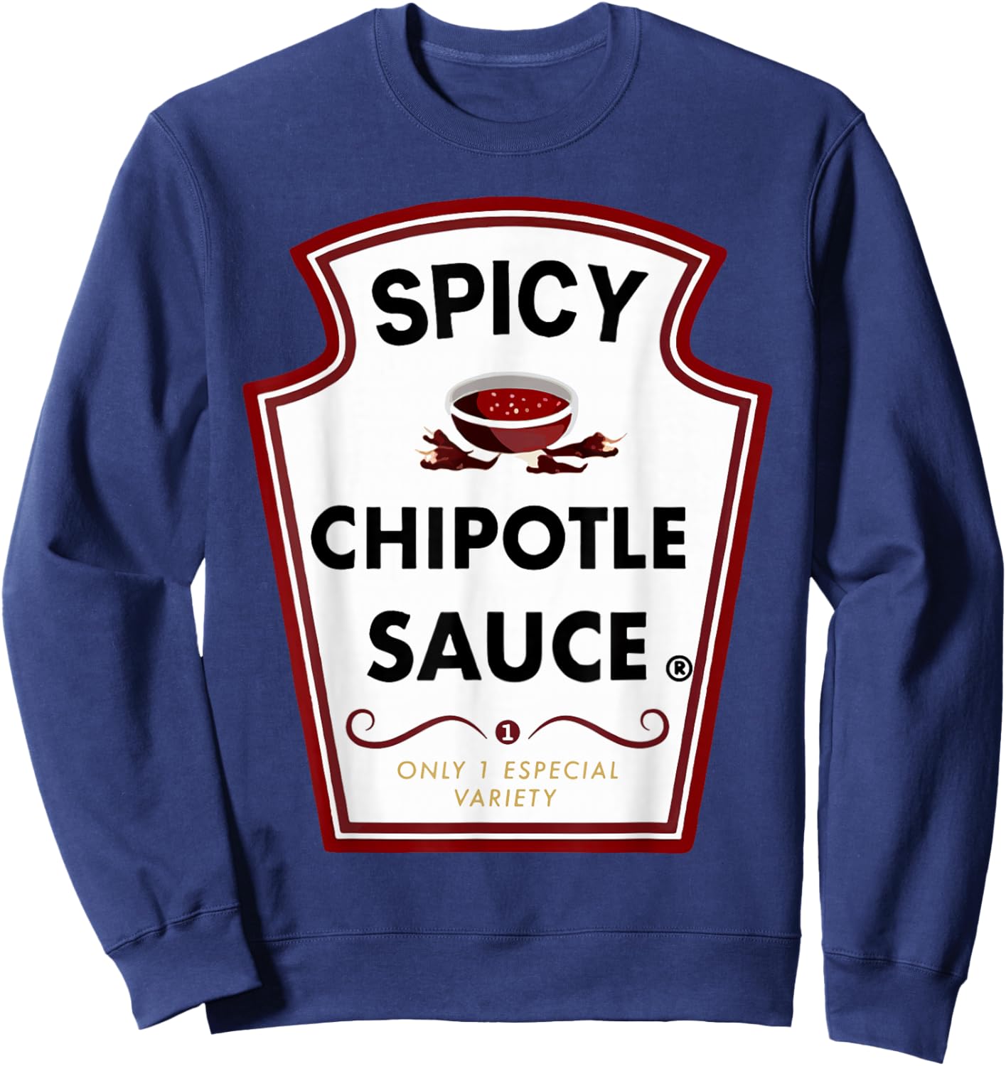 Cute Group Condiments Halloween Costume Spicy Chipotle Sauce Sweatshirt - Sweatshirt | Navy