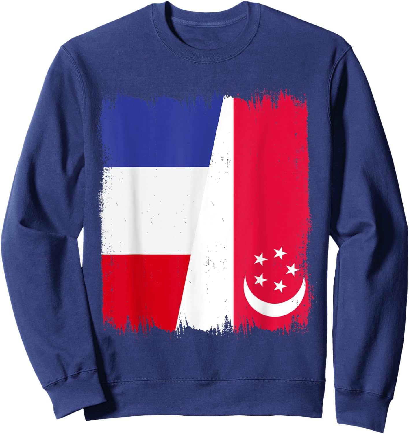 France Republic of Singapore Flag Singaporean French Sweatshirt - Sweatshirt | Navy