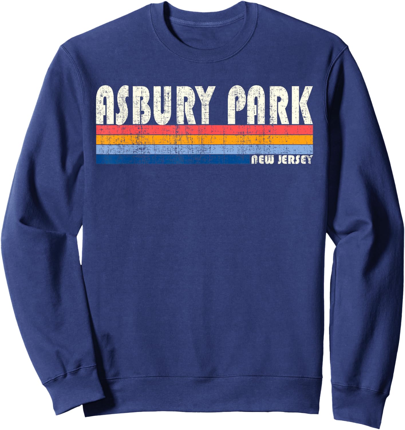 Vintage 70s 80s Style Asbury Park NJ Sweatshirt - Sweatshirt | Navy