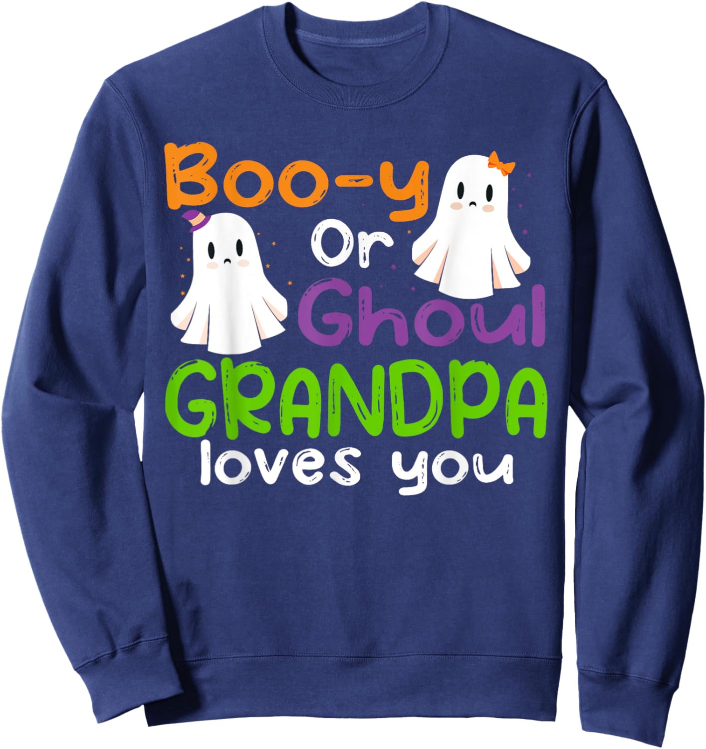 Halloween Booy Or Ghoul Grandpa Gender Reveal baby shower Sweatshirt - Sweatshirt | Navy